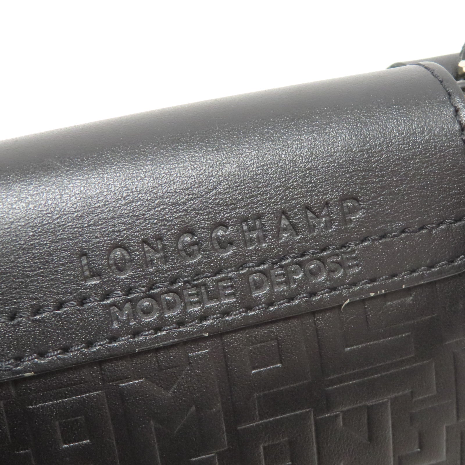Longchamp 牛皮皮革2 Way Shoulder金扣手挽肩背兩用袋黑色