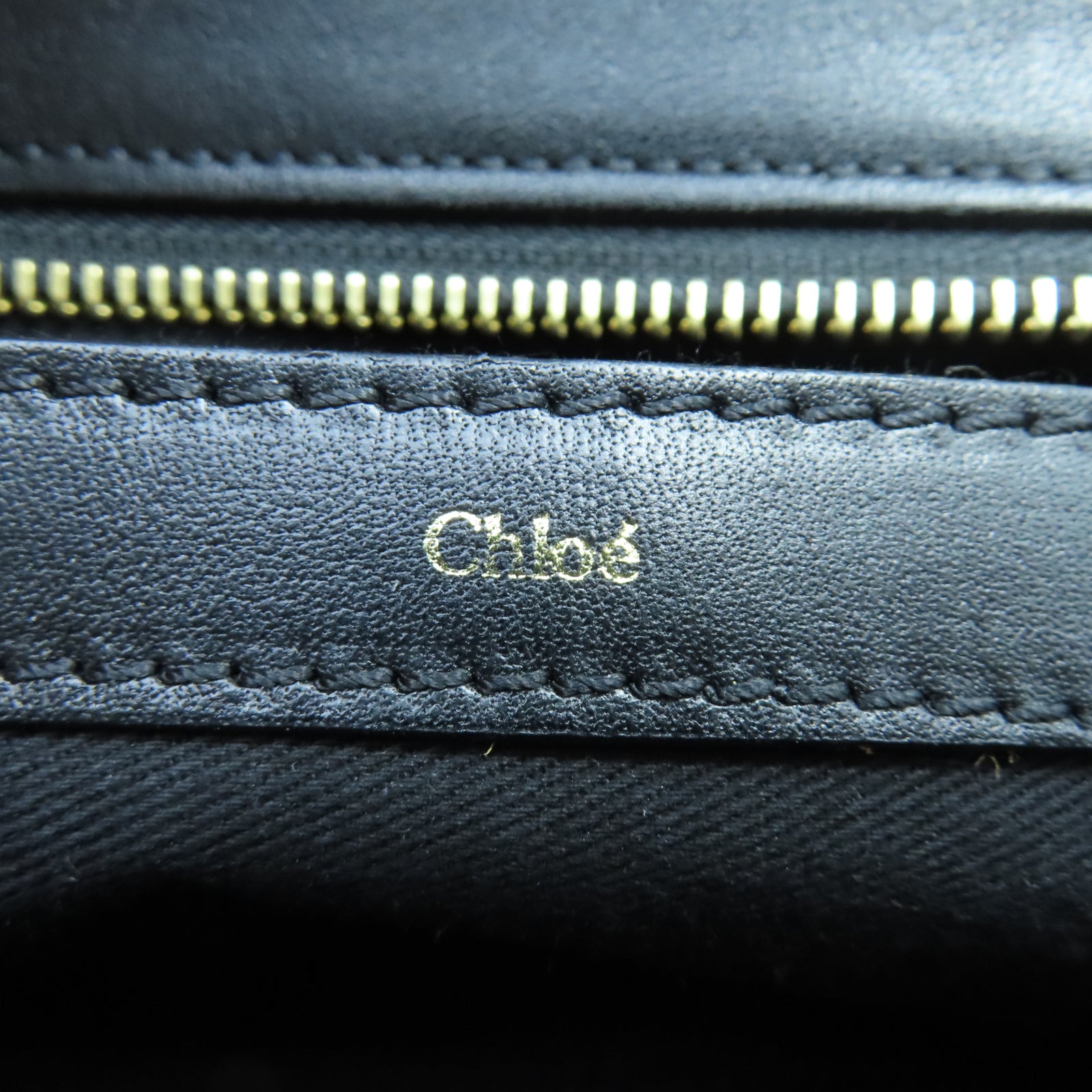 Chloe Cowhide/Snakeskin Leather 2 Way Shoulder Gold Buckle Handle Shoulder Bag Black/Blue