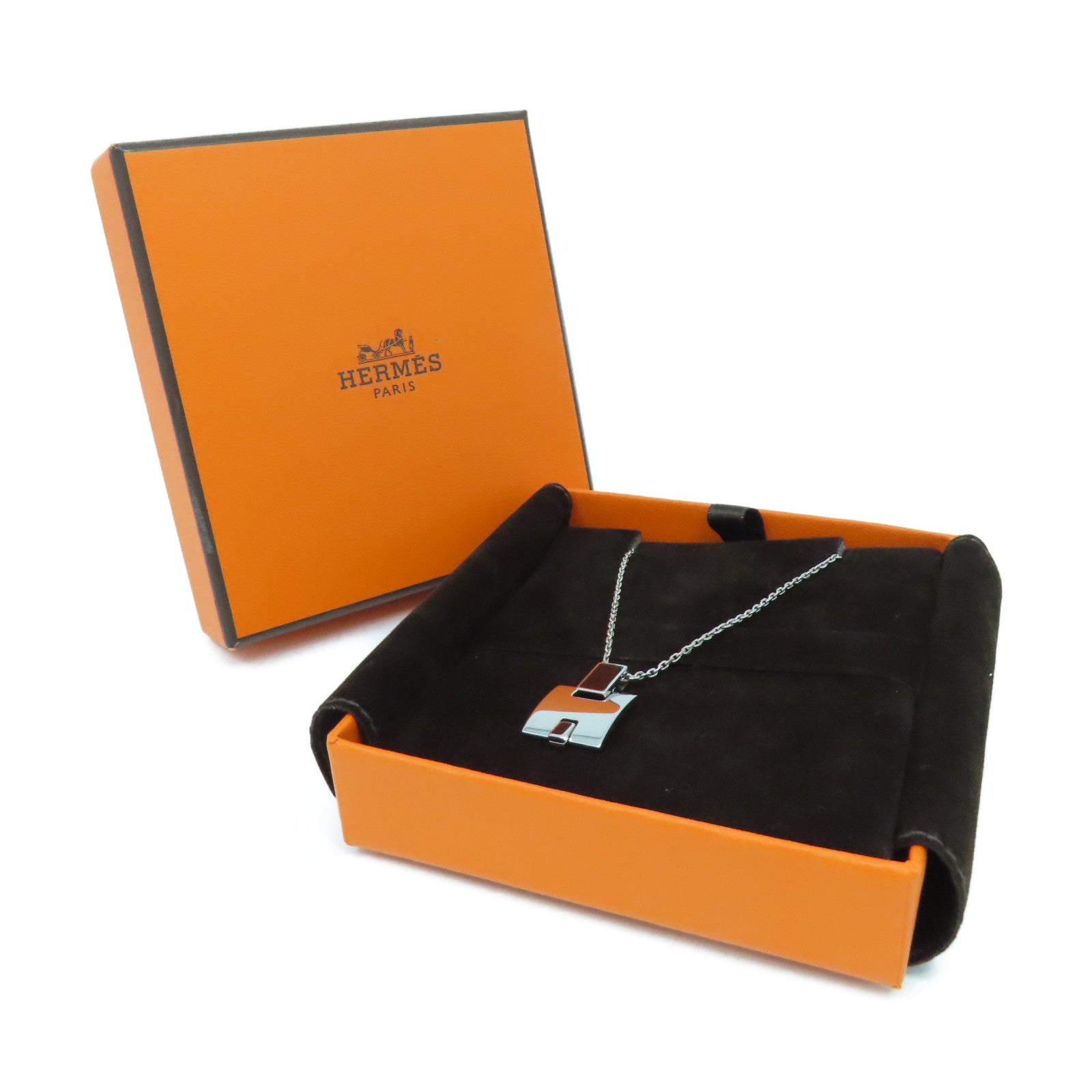 HERMES 金屬Eileen Necklace項鍊黑色/銀色