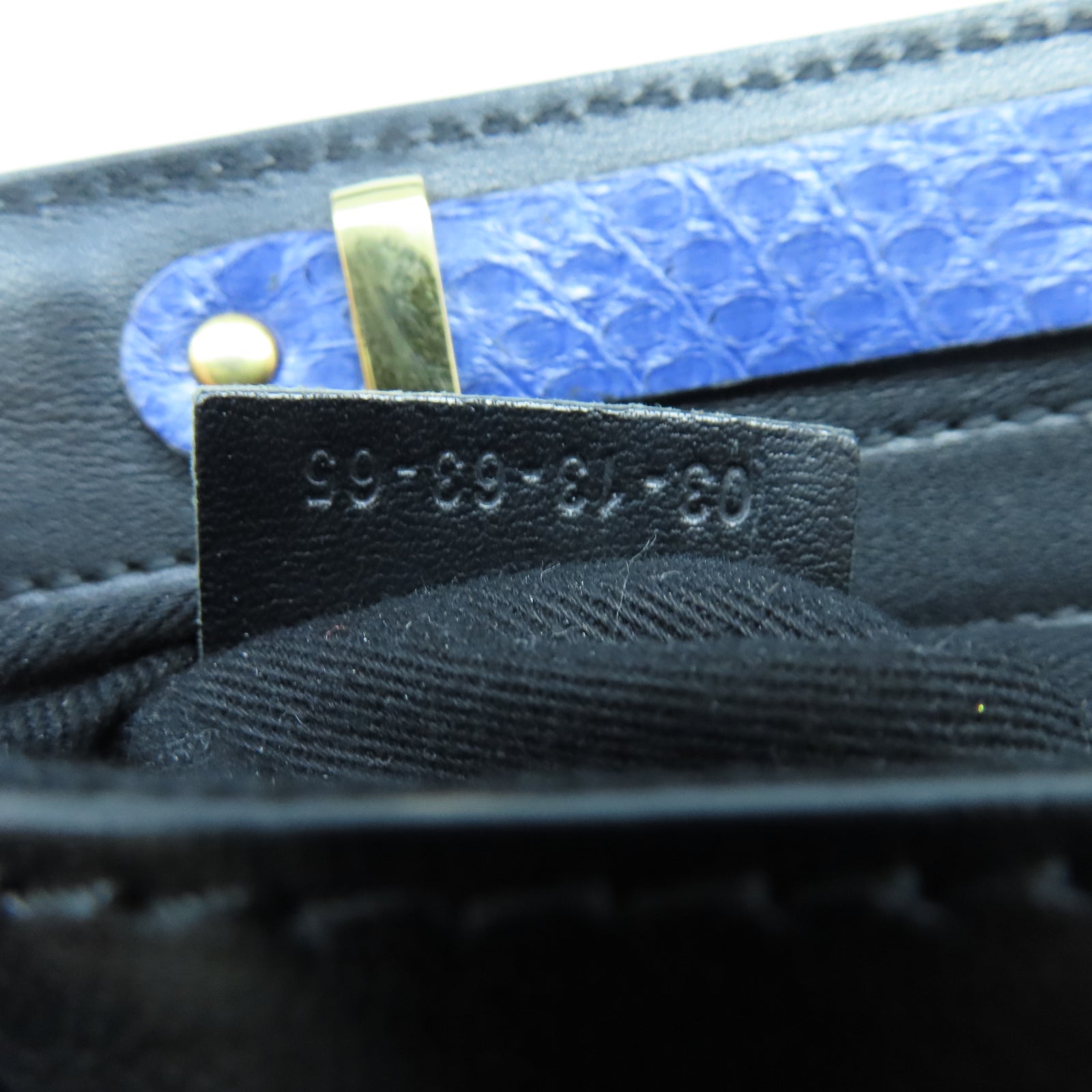 Chloe Cowhide/Snakeskin Leather 2 Way Shoulder Gold Buckle Handle Shoulder Bag Black/Blue