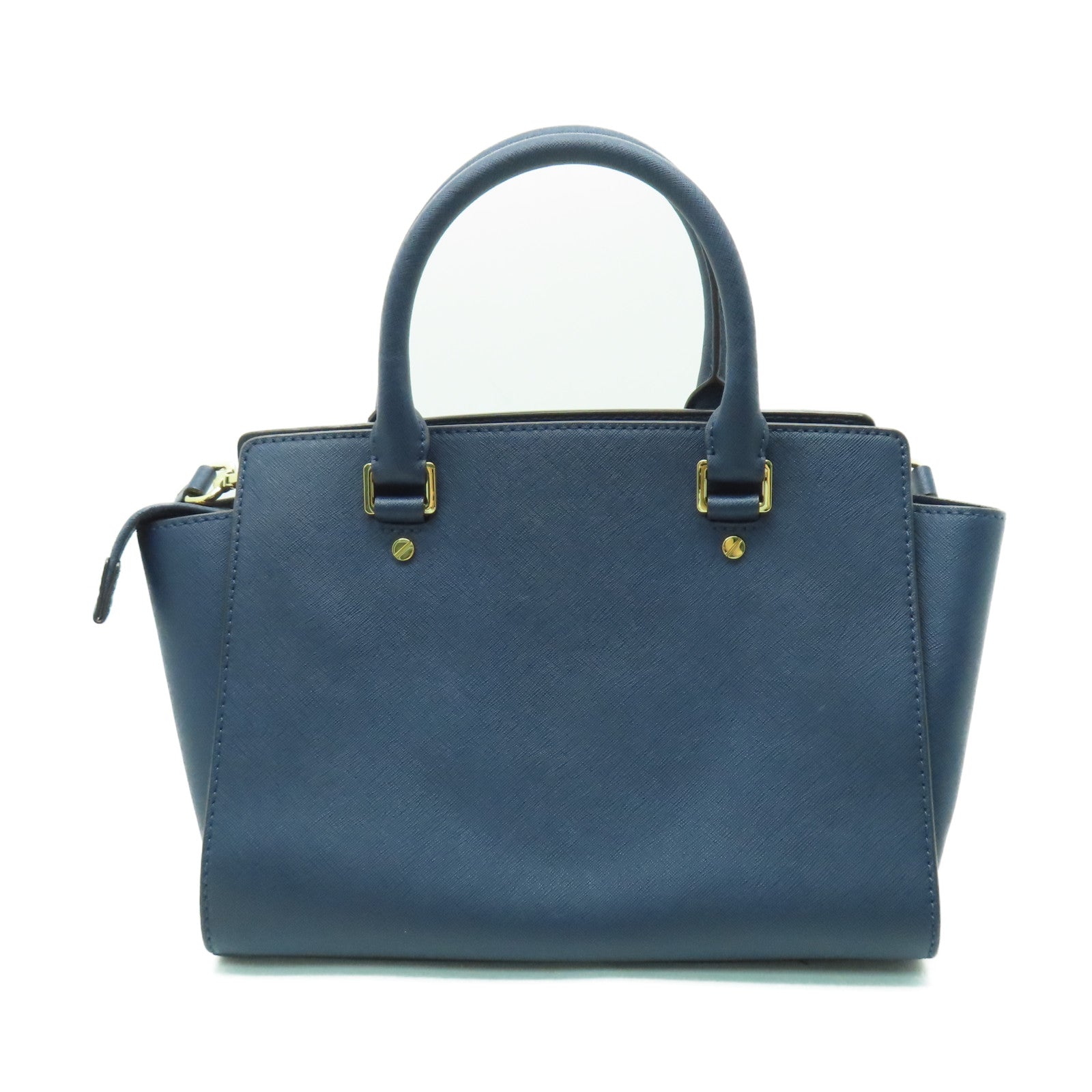 Michael Kors Saffiano皮革Shoulder Bag金扣手挽肩背兩用袋深藍色