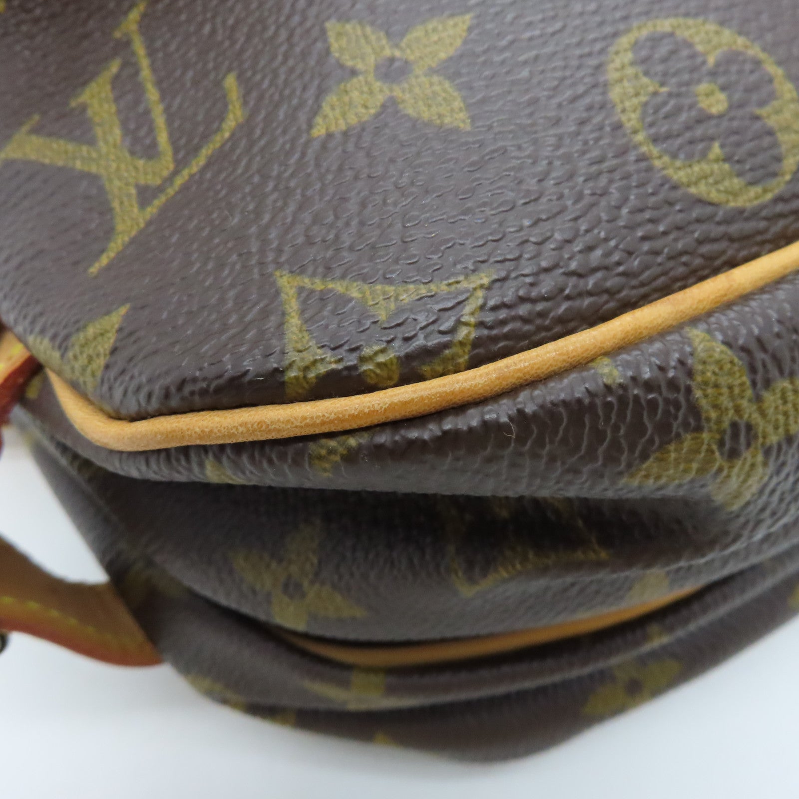 LOUIS VUITTON Monogram Saumur Gold Buckle Shoulder Bag Brown