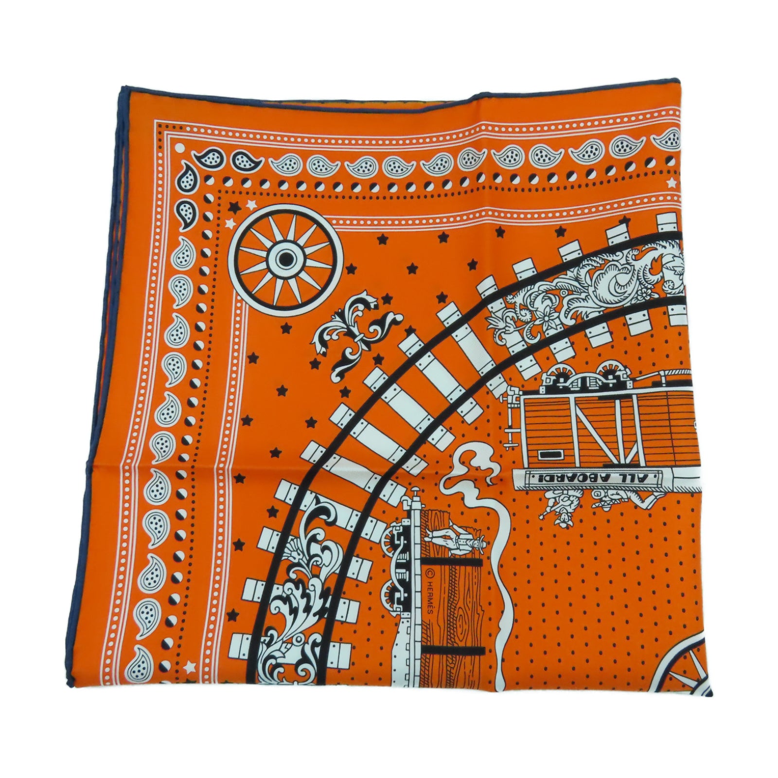 HERMES 絲質Scarf 50x50絲巾橙色