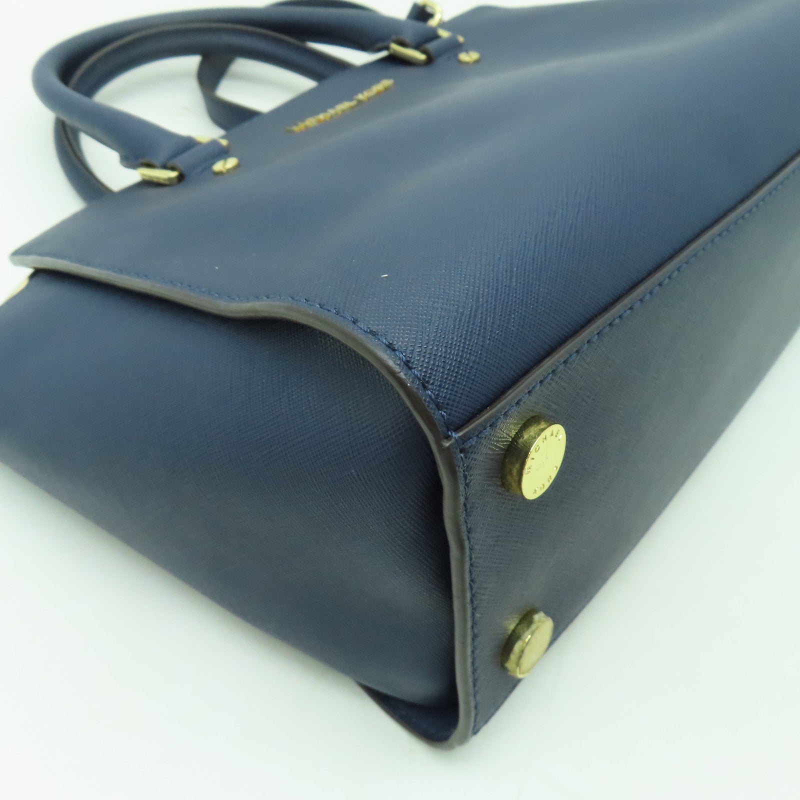 Michael Kors Saffiano皮革Shoulder Bag金扣手挽肩背兩用袋深藍色