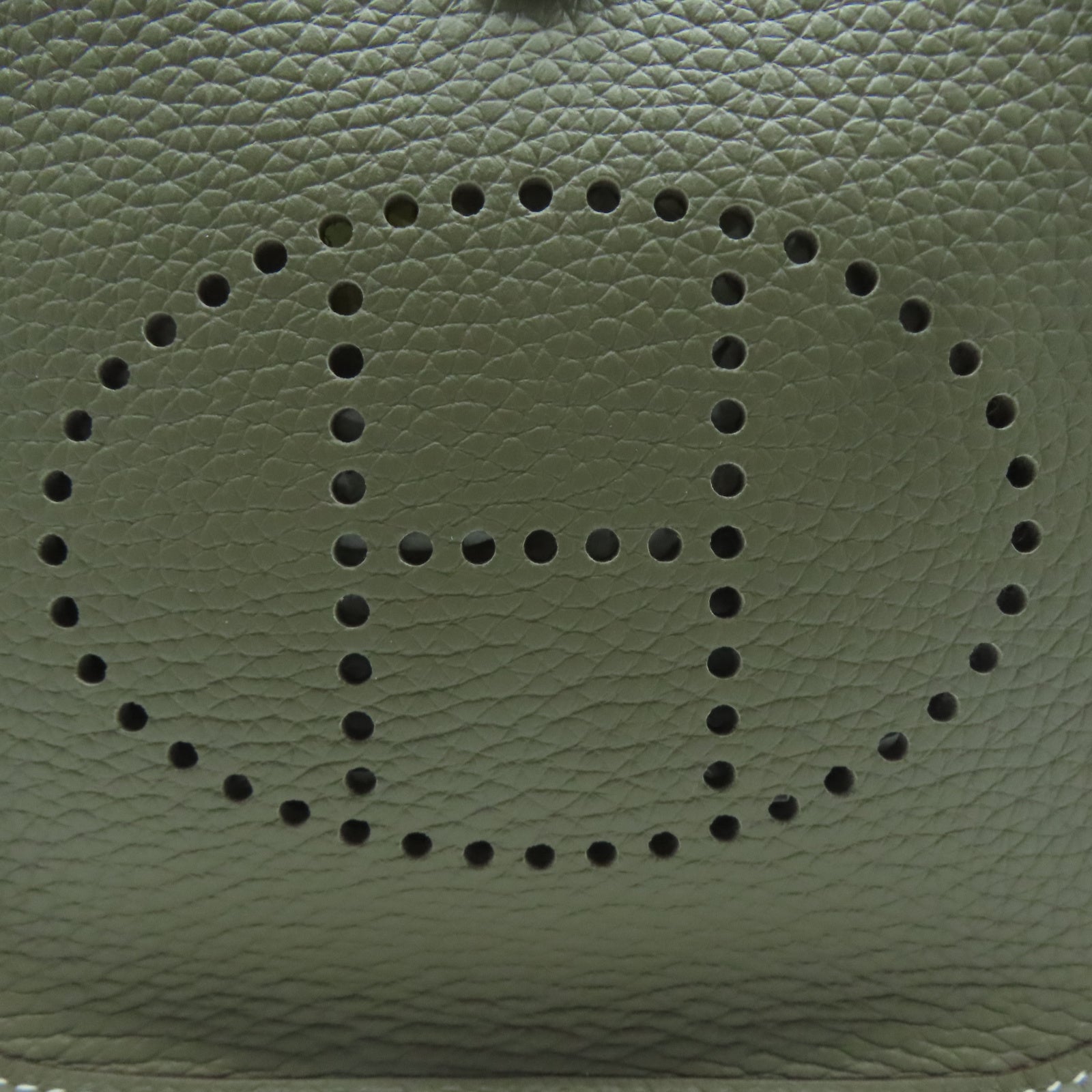 HERMES Clemence皮革Evelyne TPM銀扣肩背袋Etoupe大象灰色/Bleu Indigo深藍色