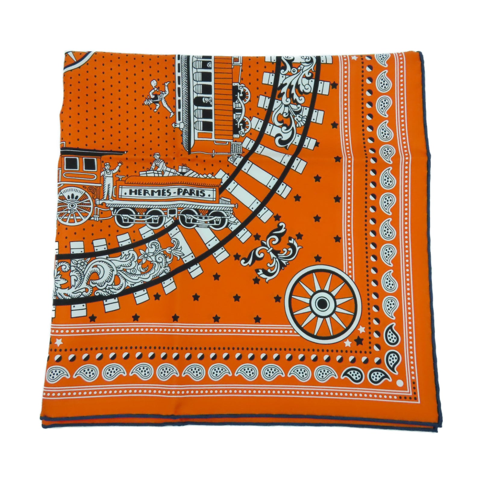 HERMES 絲質Scarf 50x50絲巾橙色