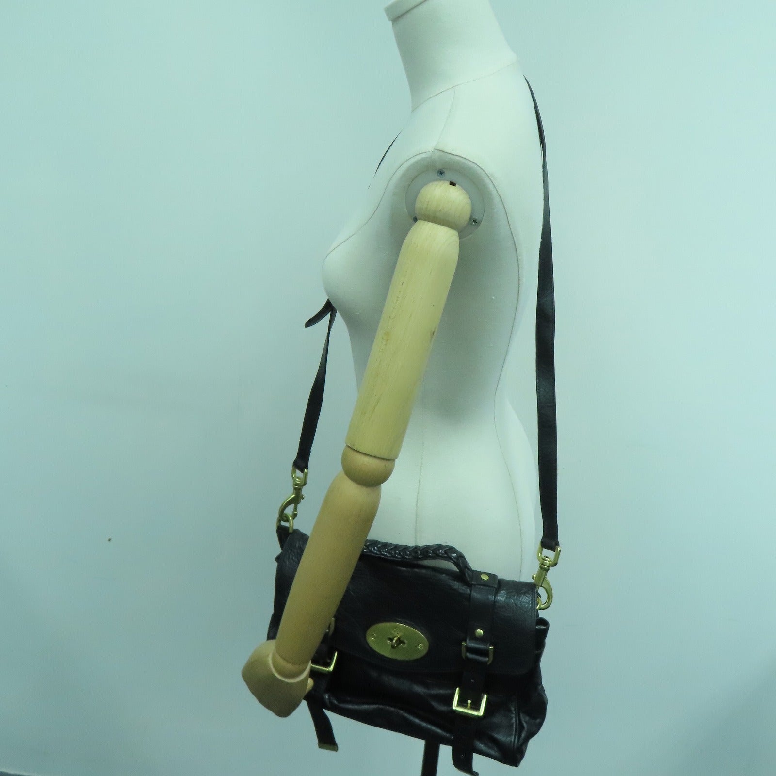 MULBERRY 牛皮皮革2 Way Shoulder Bag金扣手挽肩背两用袋黑色