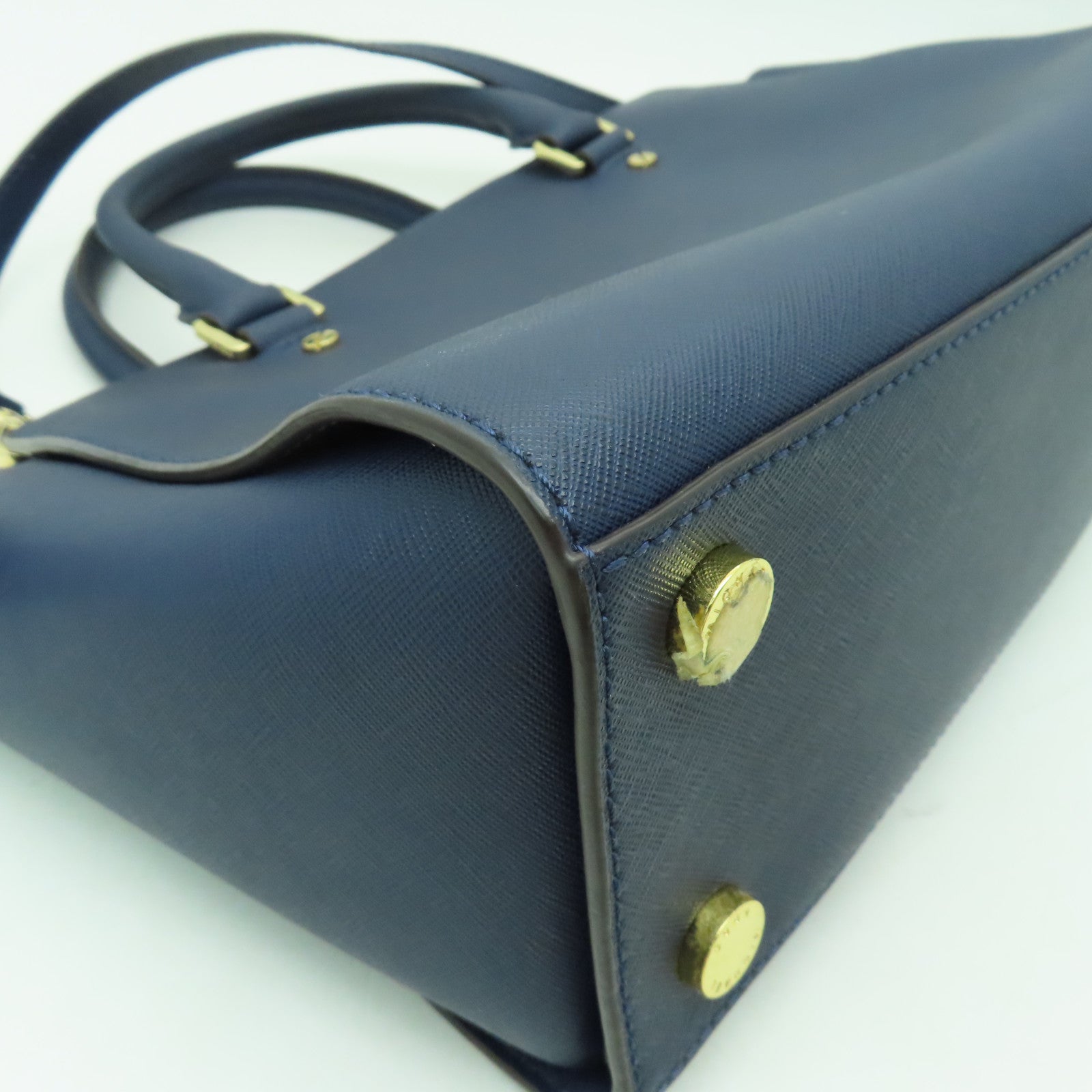 Michael Kors Saffiano皮革Shoulder Bag金扣手挽肩背兩用袋深藍色
