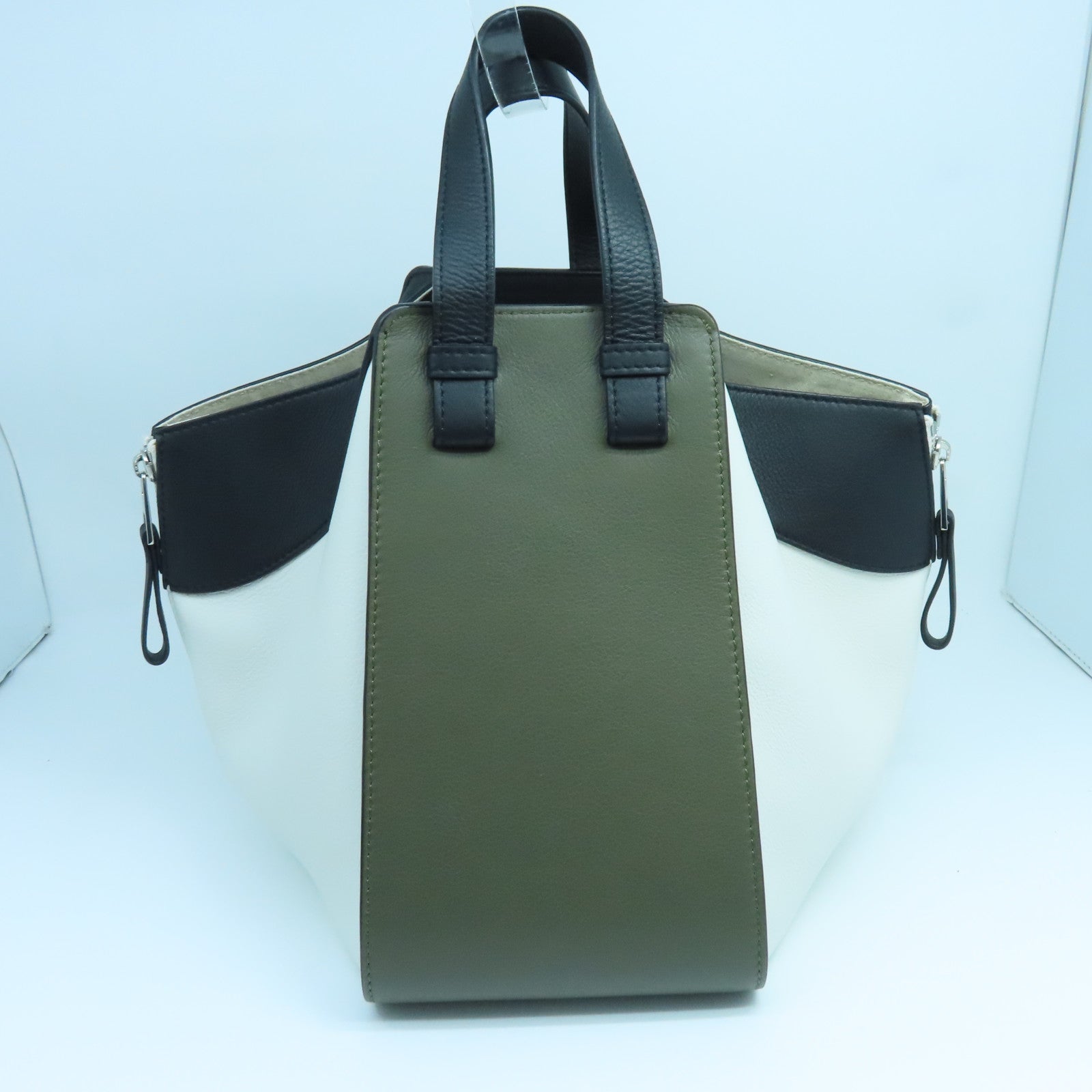 LOEWE 牛皮皮革Hammock銀扣手挽肩背兩用袋白色綠色黑色