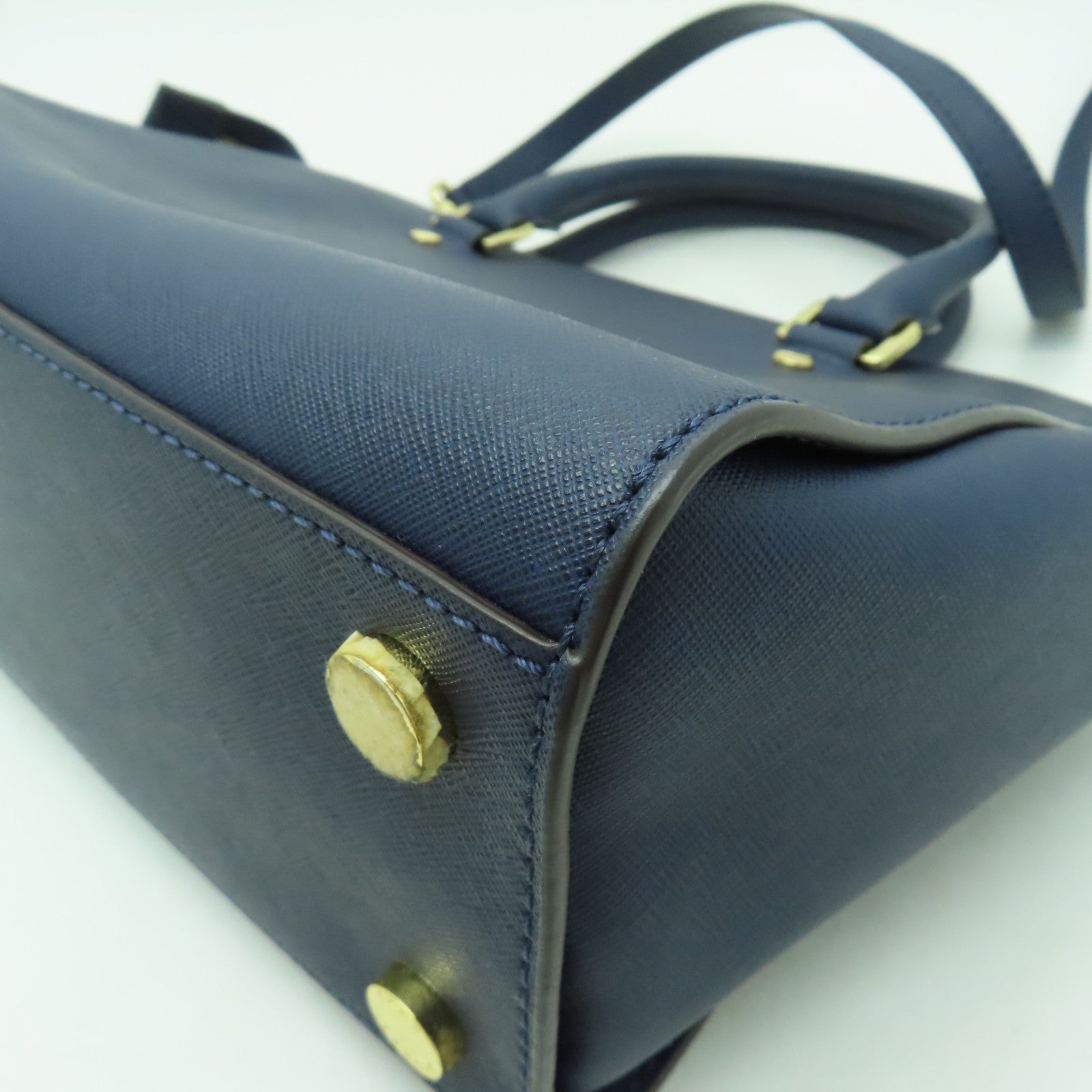 Michael Kors Saffiano皮革Shoulder Bag金扣手挽肩背兩用袋深藍色