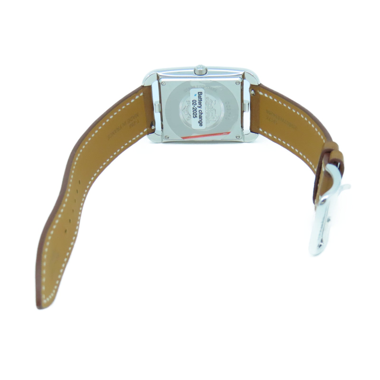 HERMES Cape Cod L AC-Laque不鏽鋼石英手錶啡色/銀色