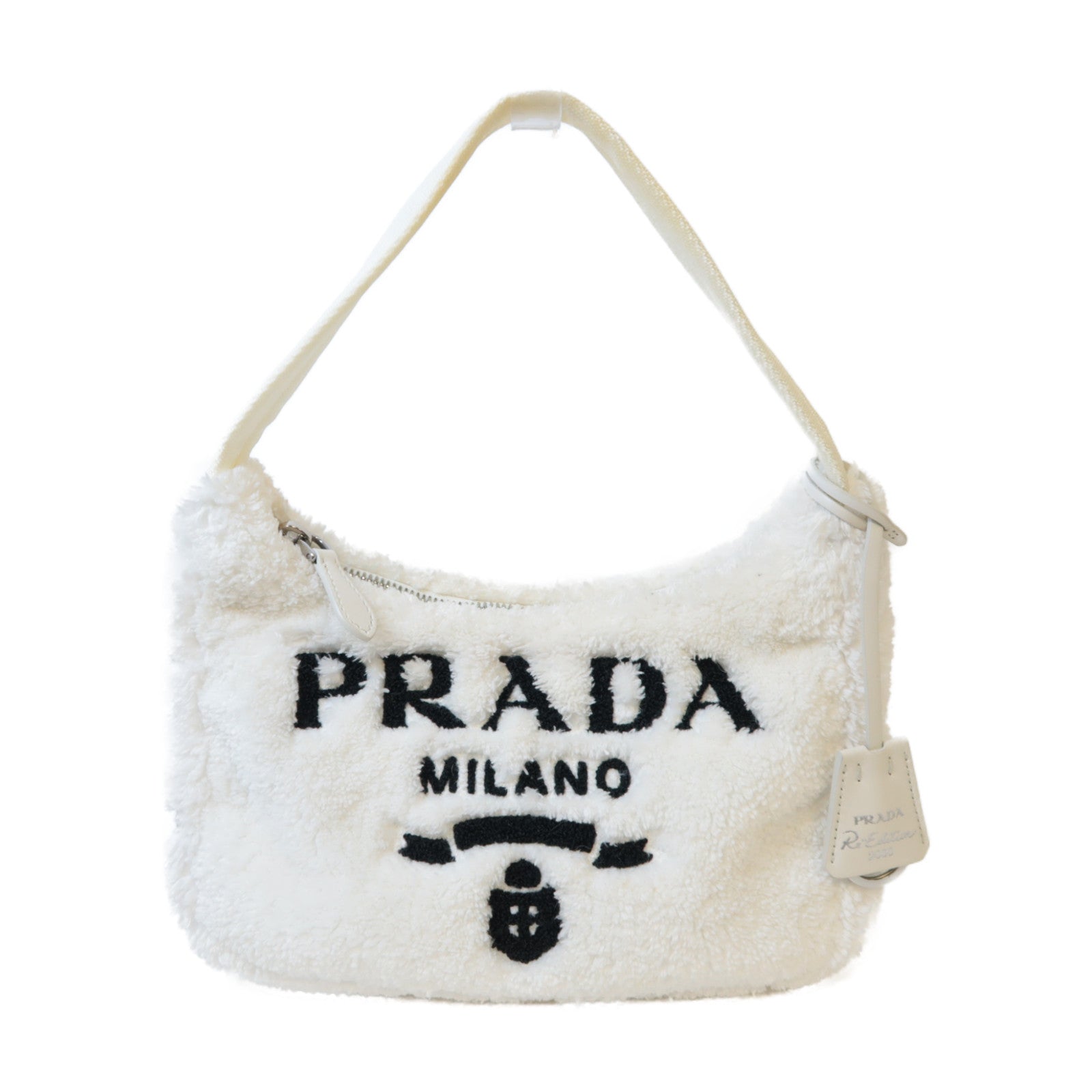 PRADA 布料Handbag銀扣手挽袋白色