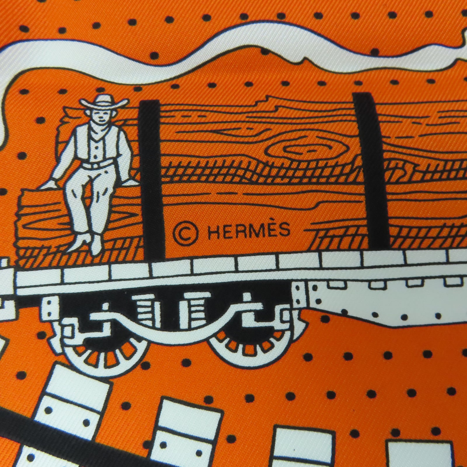 HERMES 絲質Scarf 50x50絲巾橙色