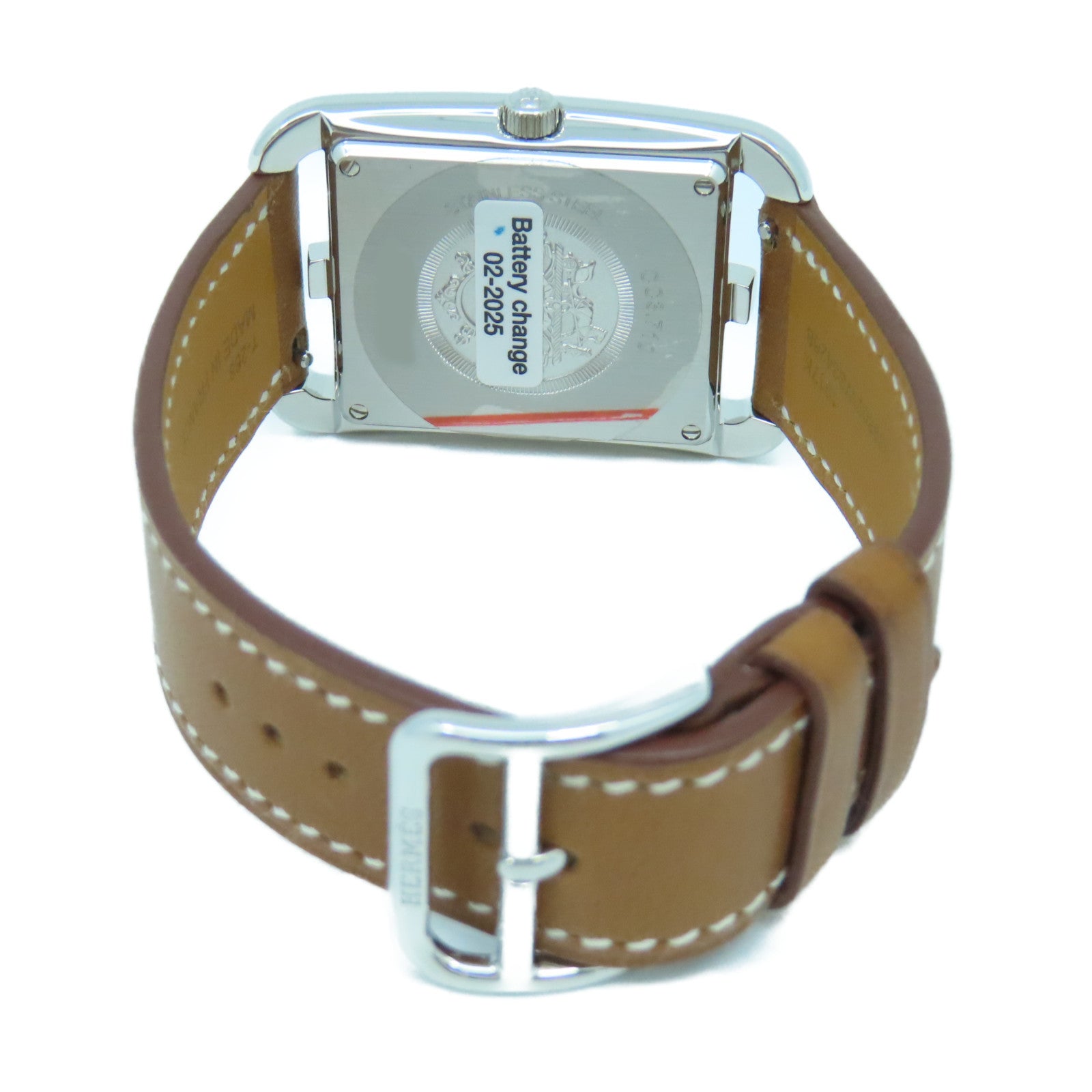 HERMES Cape Cod L AC-Laque不鏽鋼石英手錶啡色/銀色