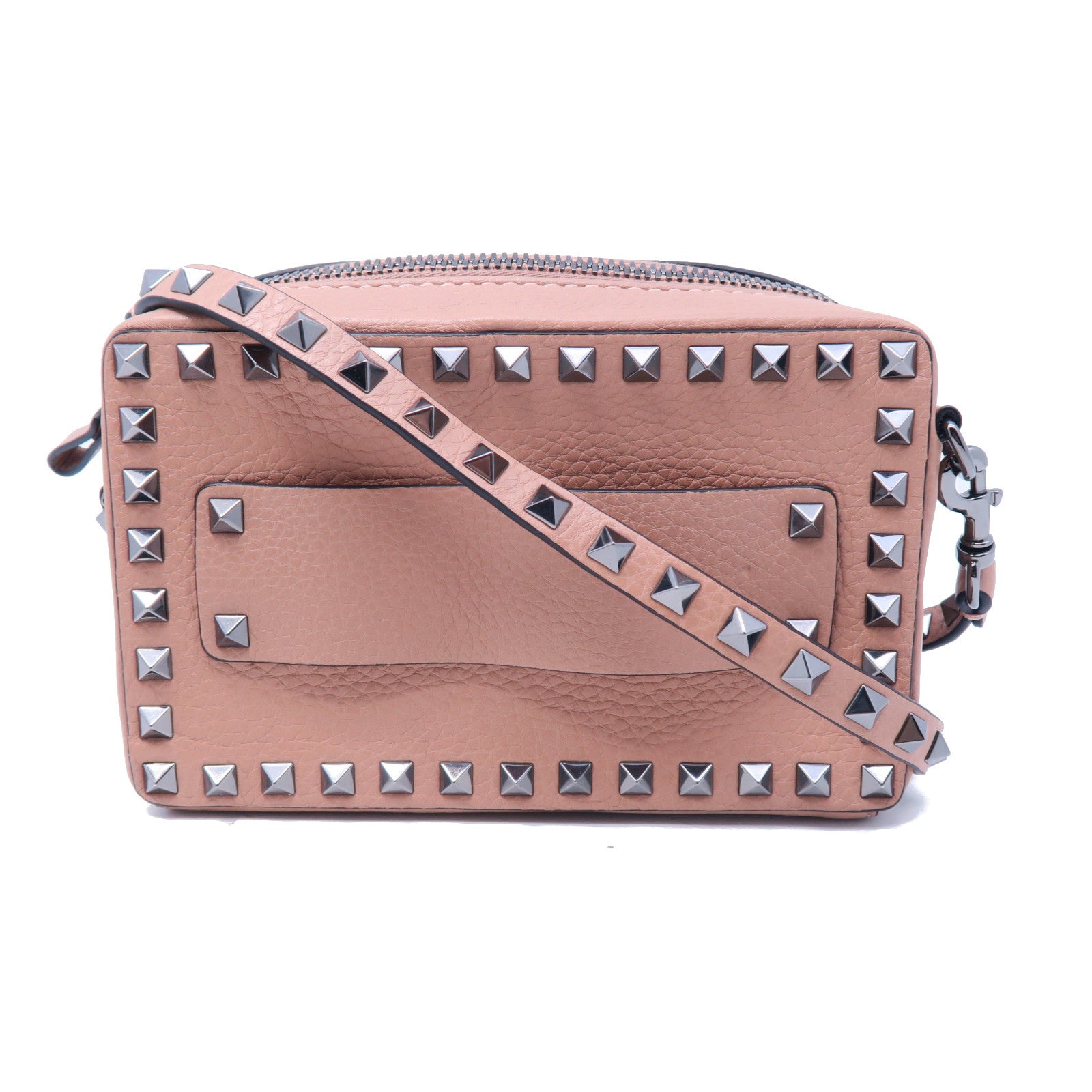Valentino 牛皮皮革Shoulder Bag銀扣肩背袋粉紅色