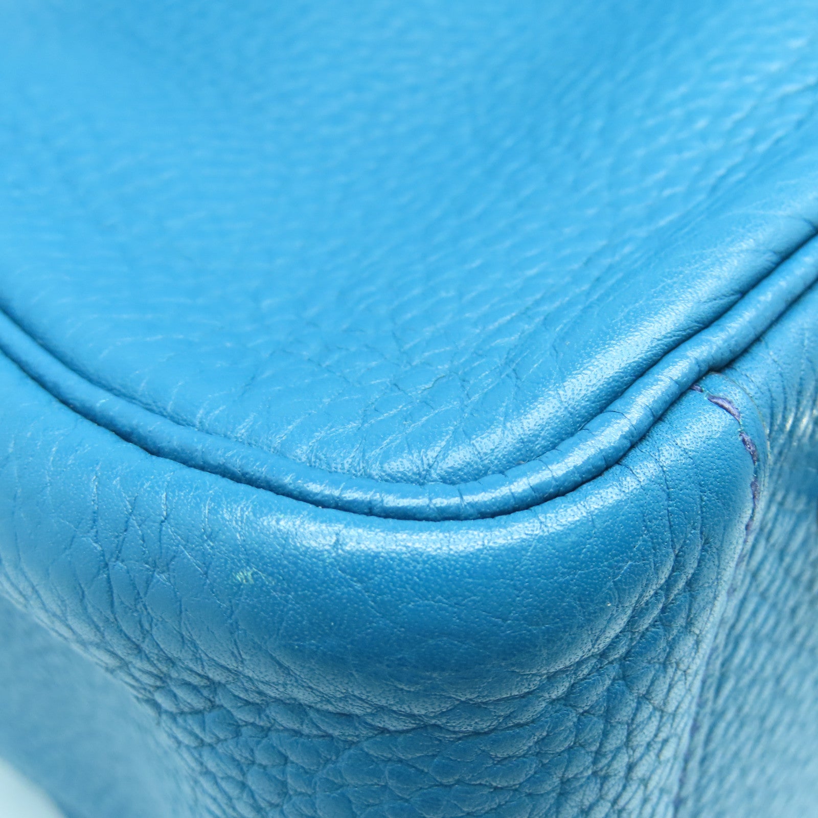 HERMES Taurillon Clemence Leather Lindy 34 Silver Buckle Handle Shoulder Bag Sapphire Blue/Izmir Blue