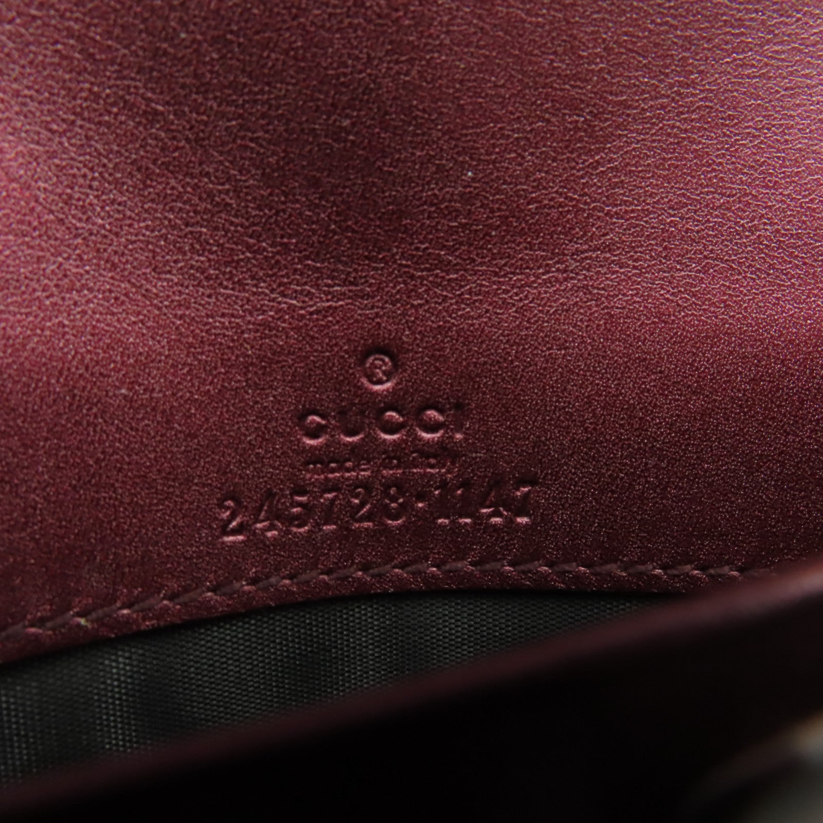 GUCCI 漆皮皮革Long Wallet金扣長錢包酒紅色