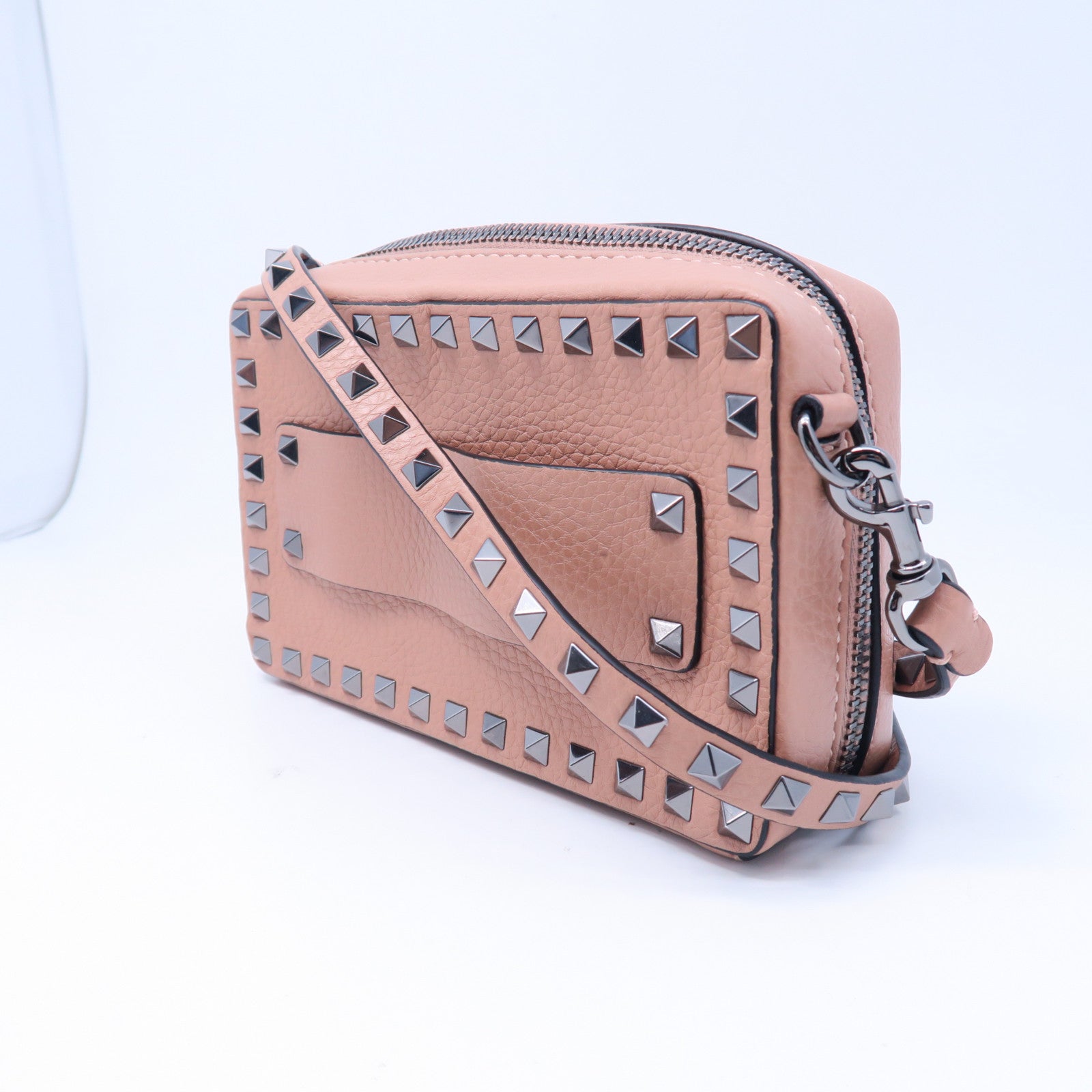 Valentino 牛皮皮革Shoulder Bag銀扣肩背袋粉紅色