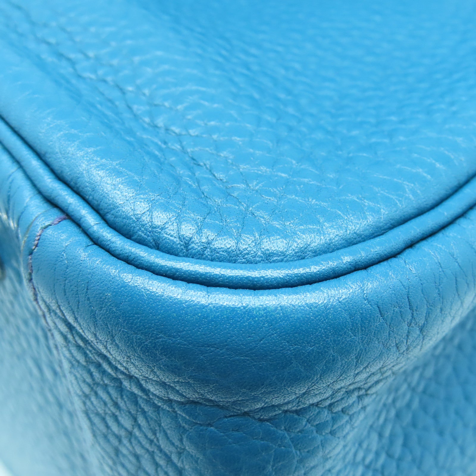 HERMES Taurillon Clemence Leather Lindy 34 Silver Buckle Handle Shoulder Bag Sapphire Blue/Izmir Blue