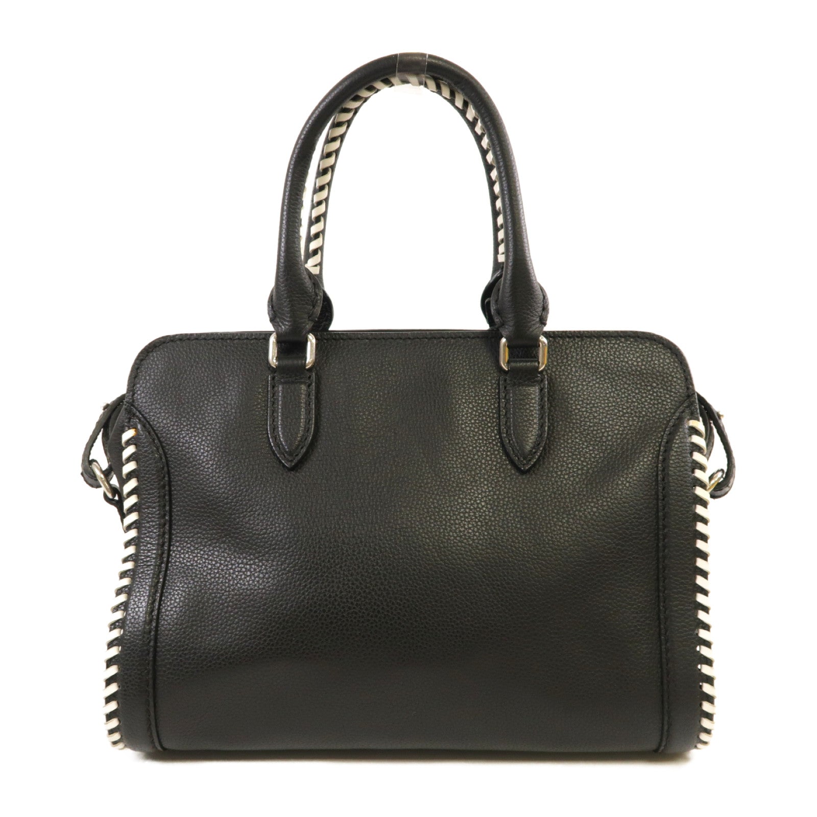 Alexander McQueen 牛皮皮革2way Shoulder Bag銀扣手挽肩背兩用袋黑色