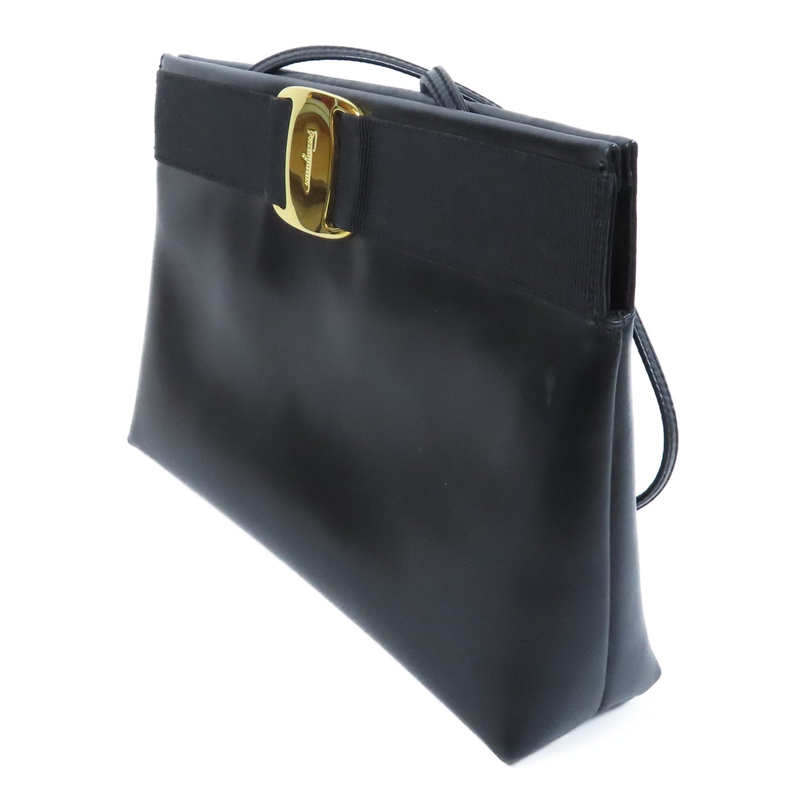 Salvatore Ferragamo 牛皮皮革Shoulder Bag金扣肩背袋黑色