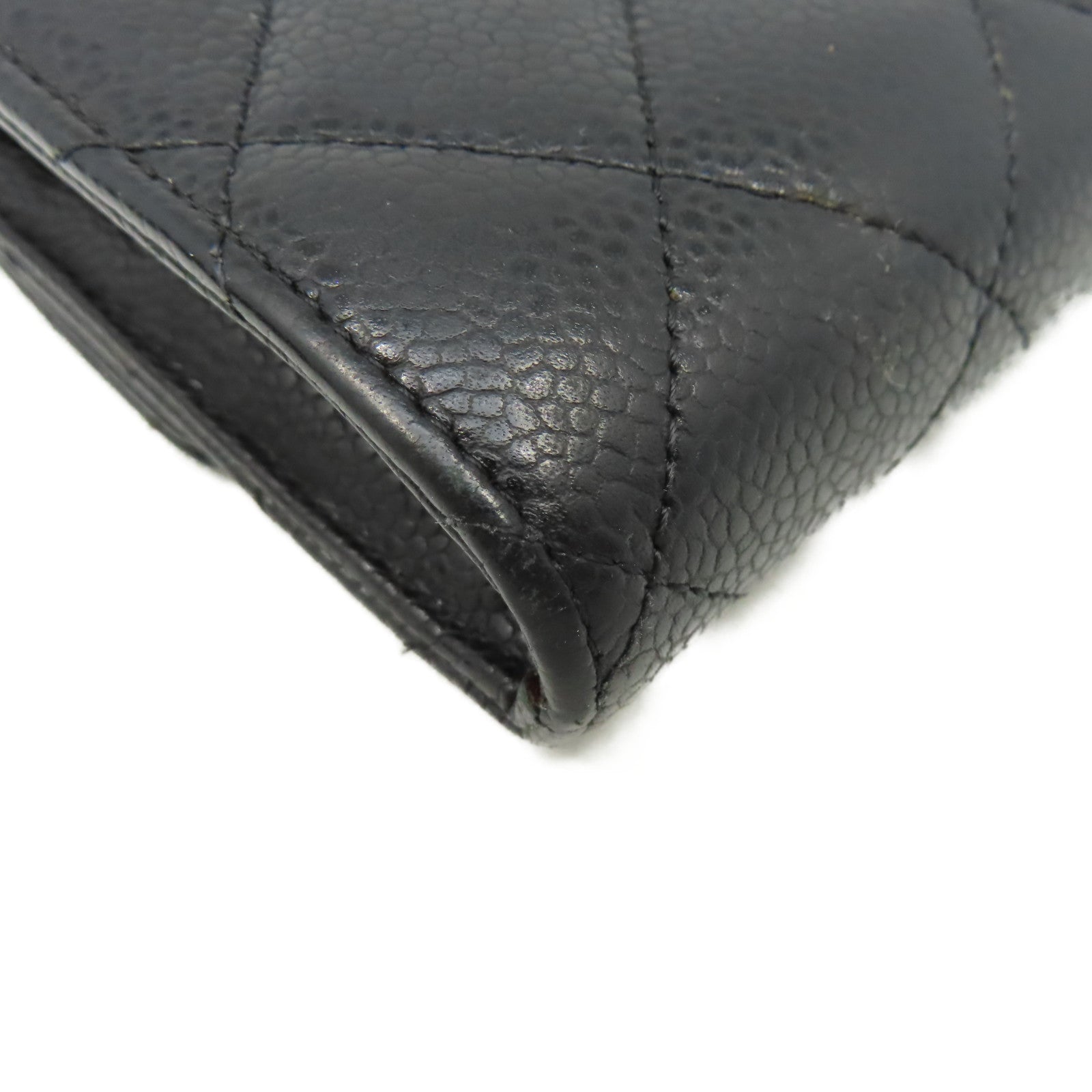 CHANEL 菱格Caviar皮革Long Wallet金扣長錢包黑色