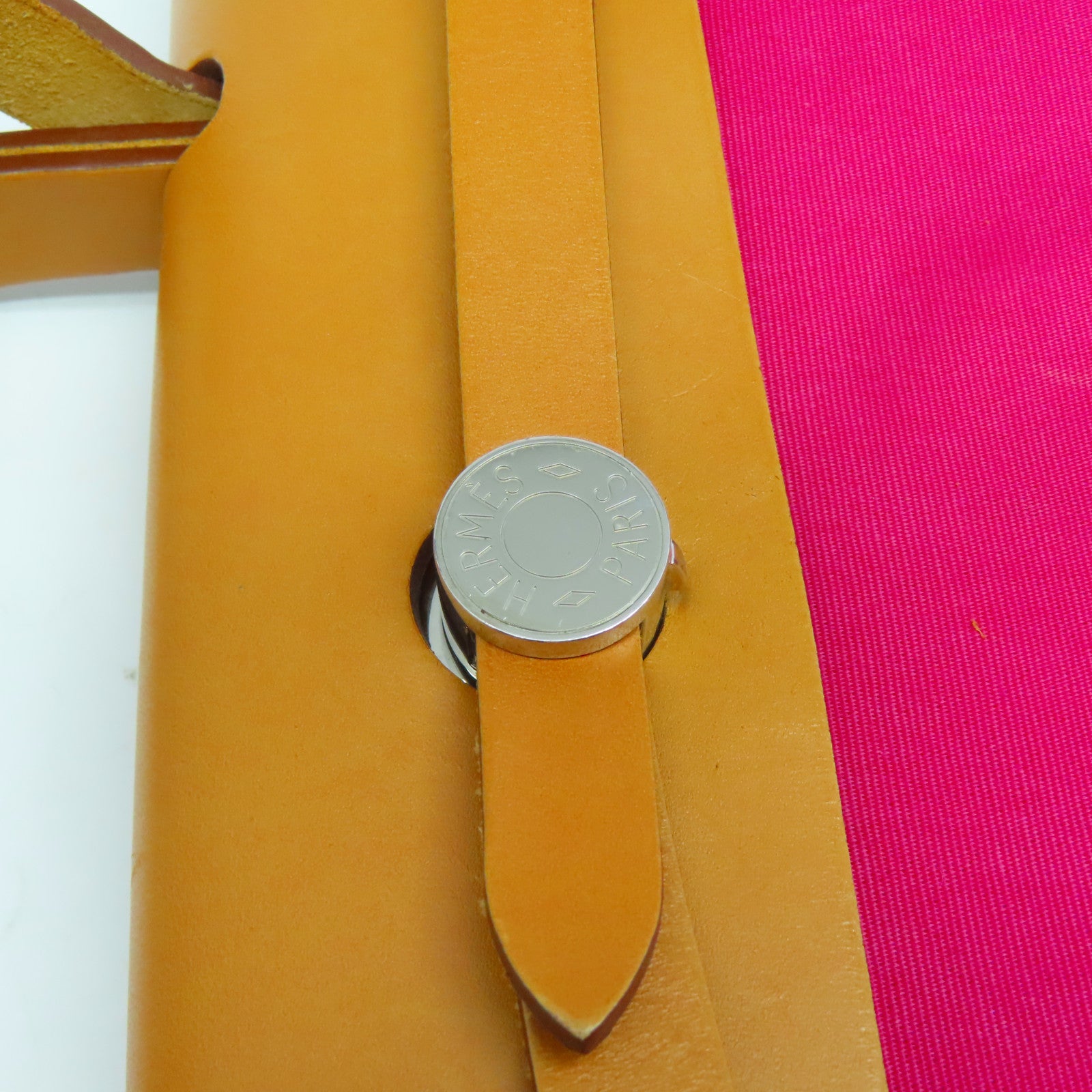 HERMES 【激減優惠】帆布Herbag PM銀扣手挽肩背兩用袋粉紅色