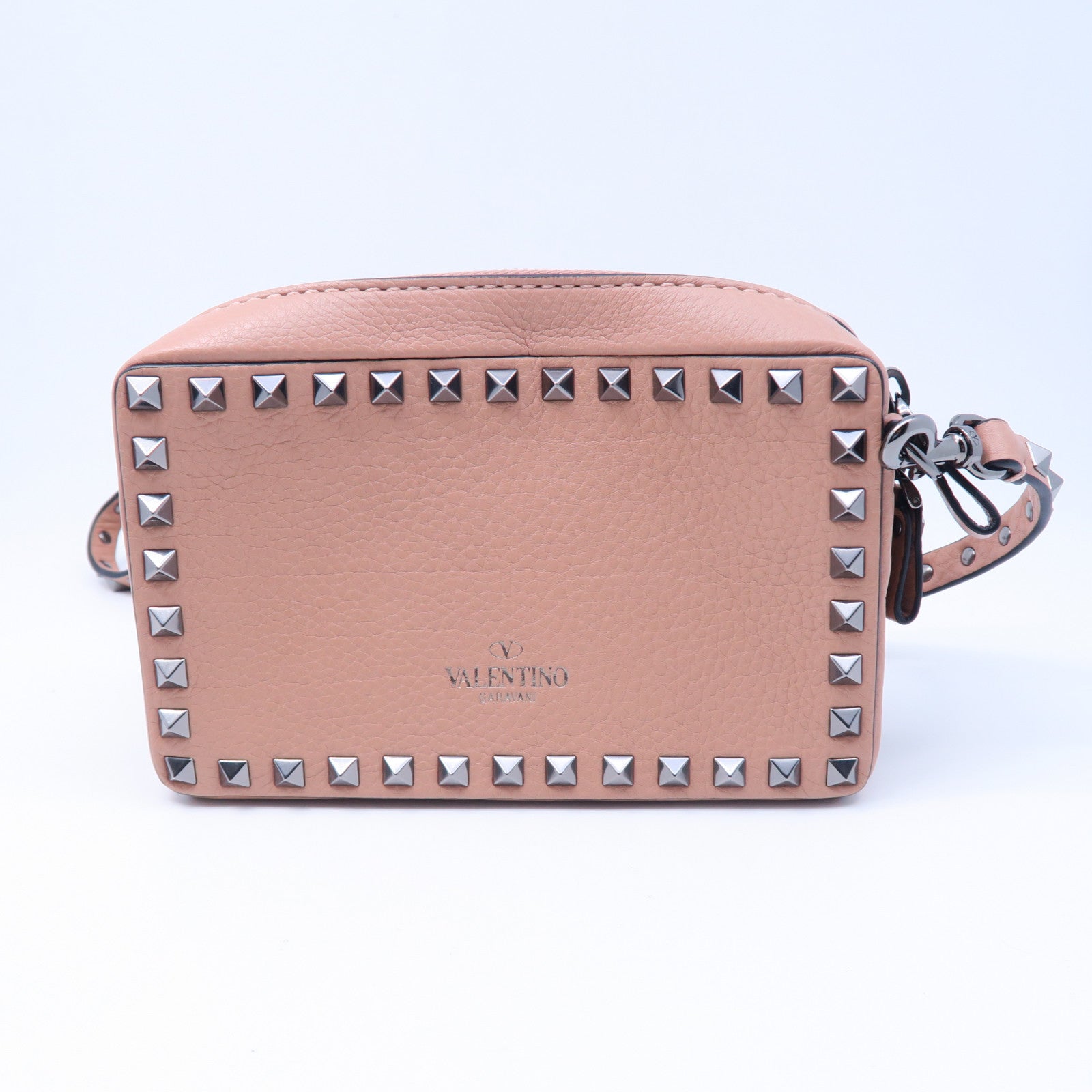 Valentino 牛皮皮革Shoulder Bag銀扣肩背袋粉紅色