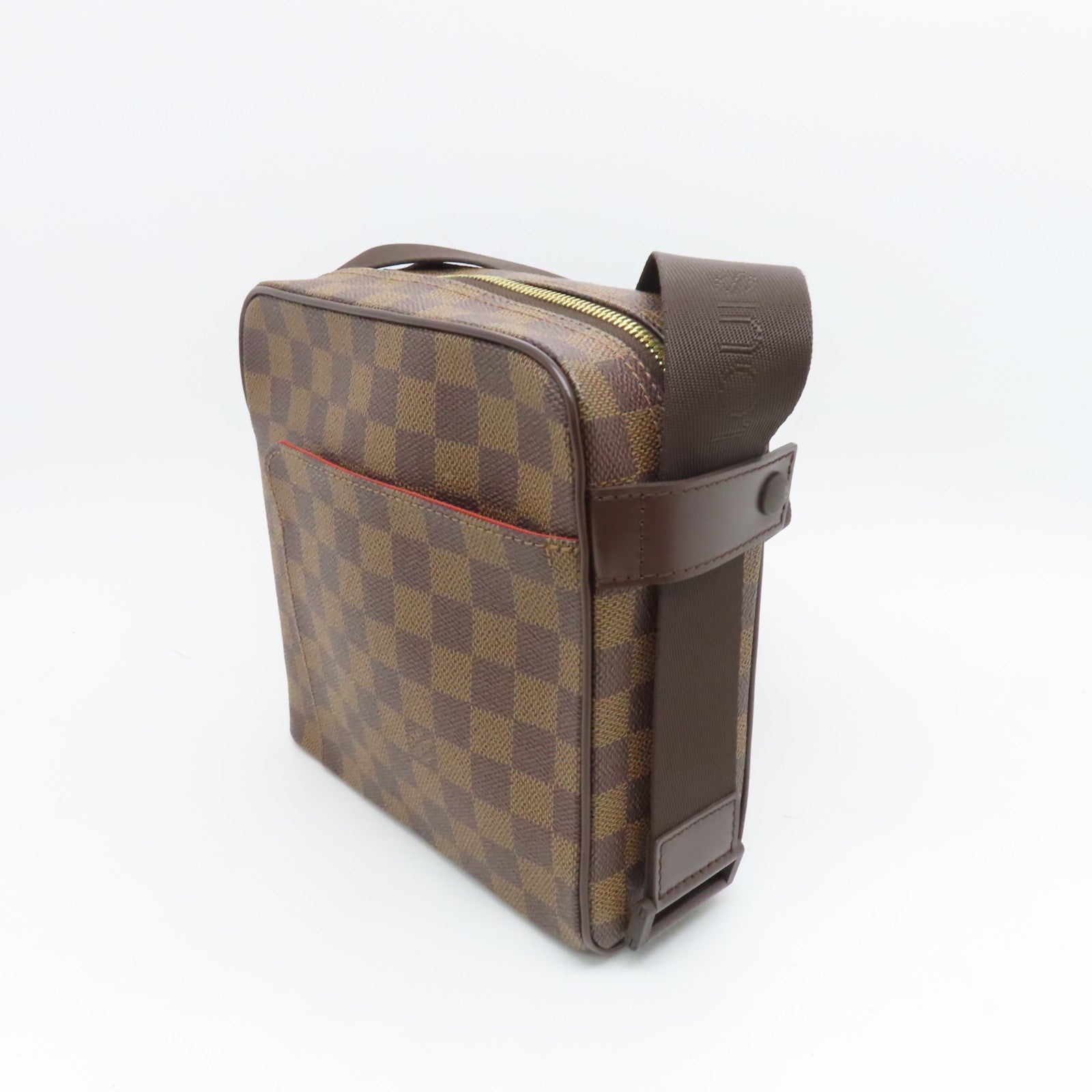 LOUIS VUITTON Damier Olav PM Gold Buckle Shoulder Bag Brown