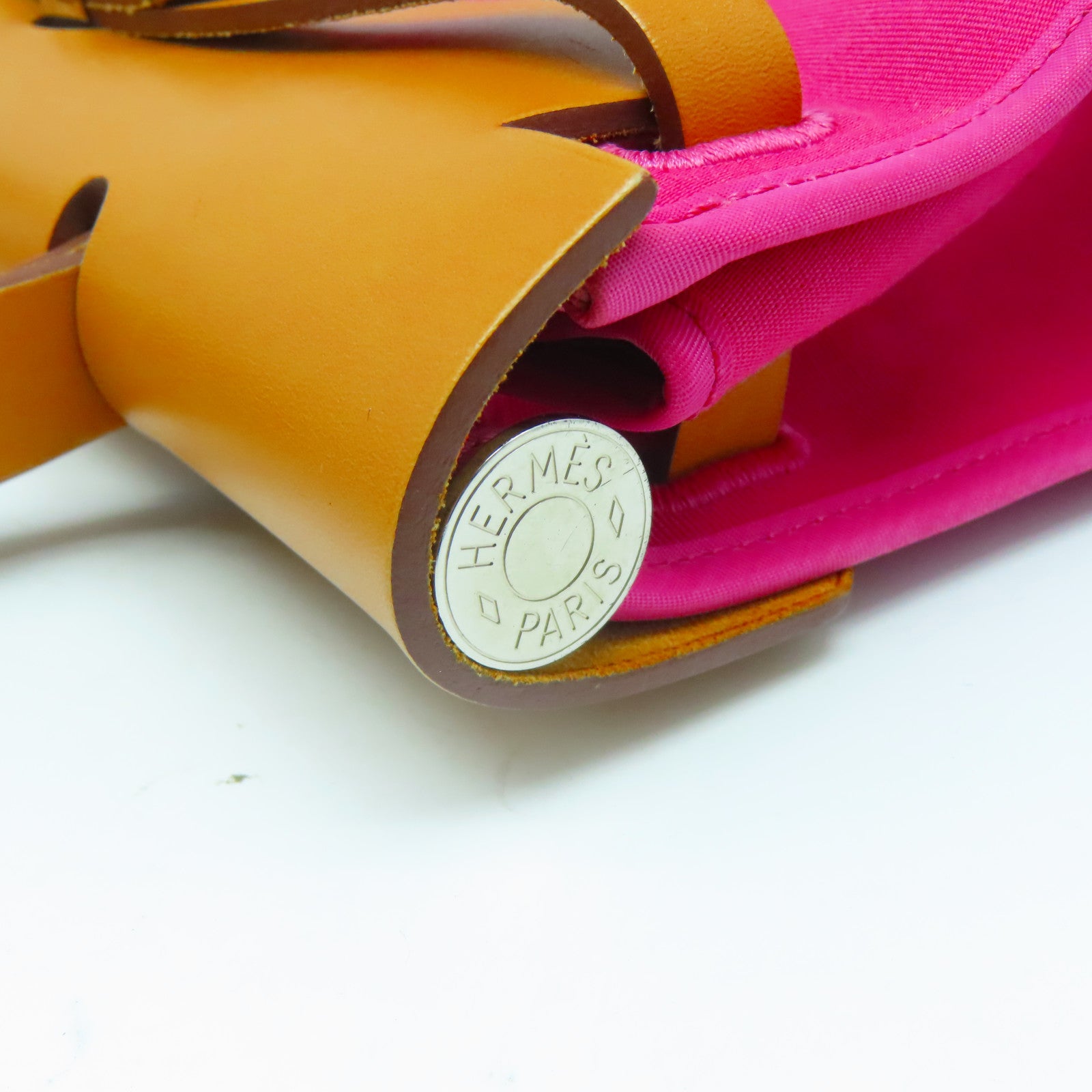 HERMES 【激減優惠】帆布Herbag PM銀扣手挽肩背兩用袋粉紅色