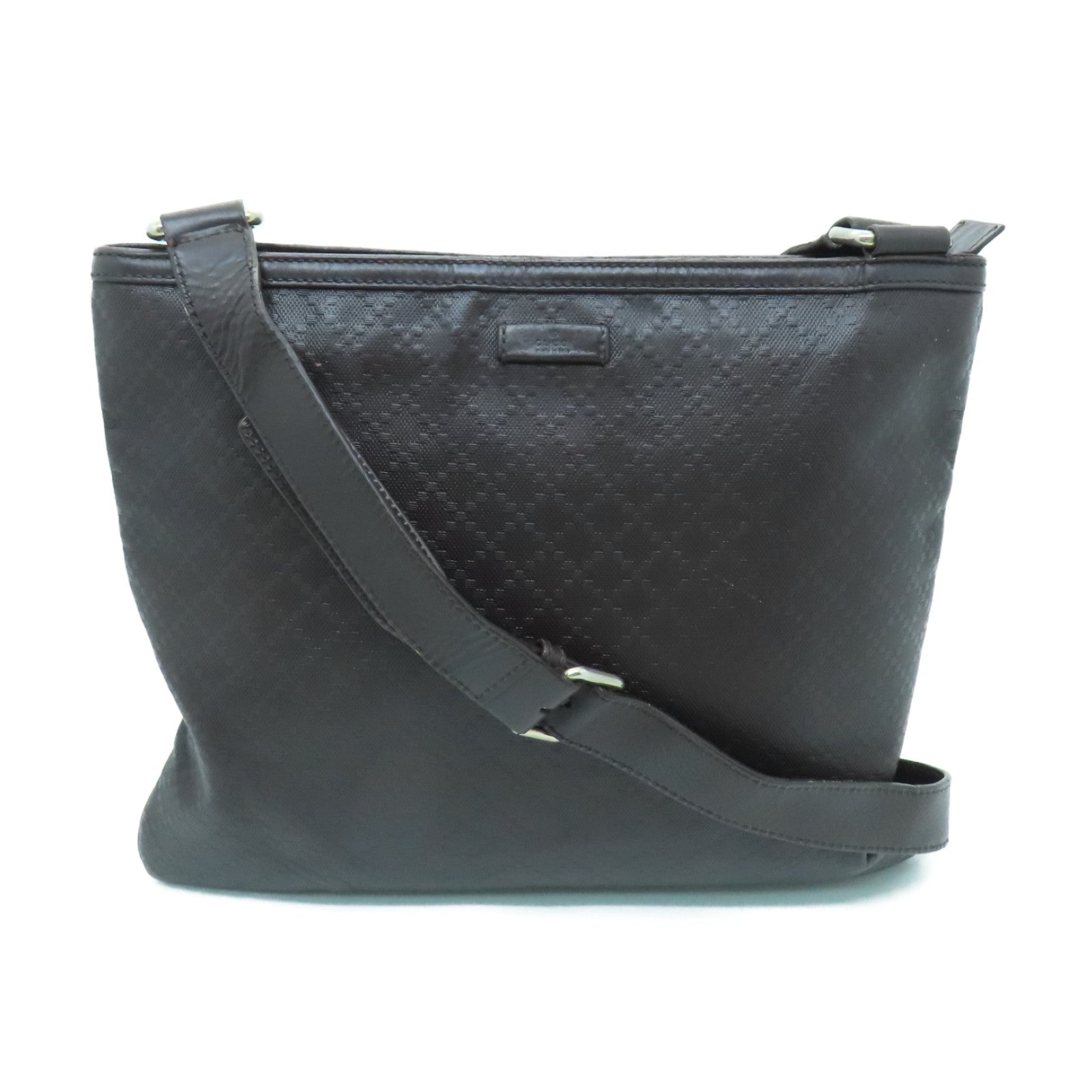 GUCCI 皮革Shoulder Bag銀扣肩背袋啡色