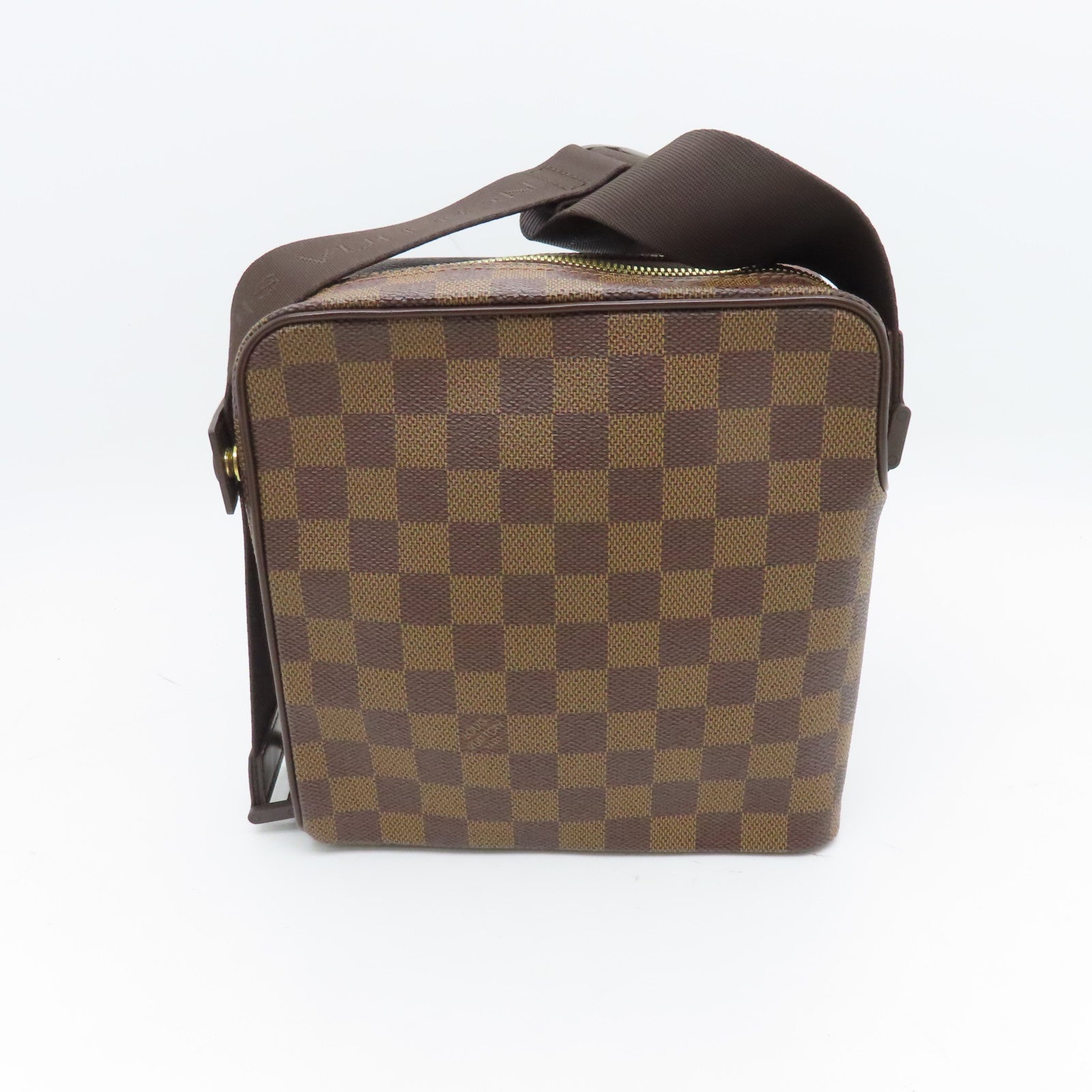 LOUIS VUITTON Damier Olav PM Gold Buckle Shoulder Bag Brown