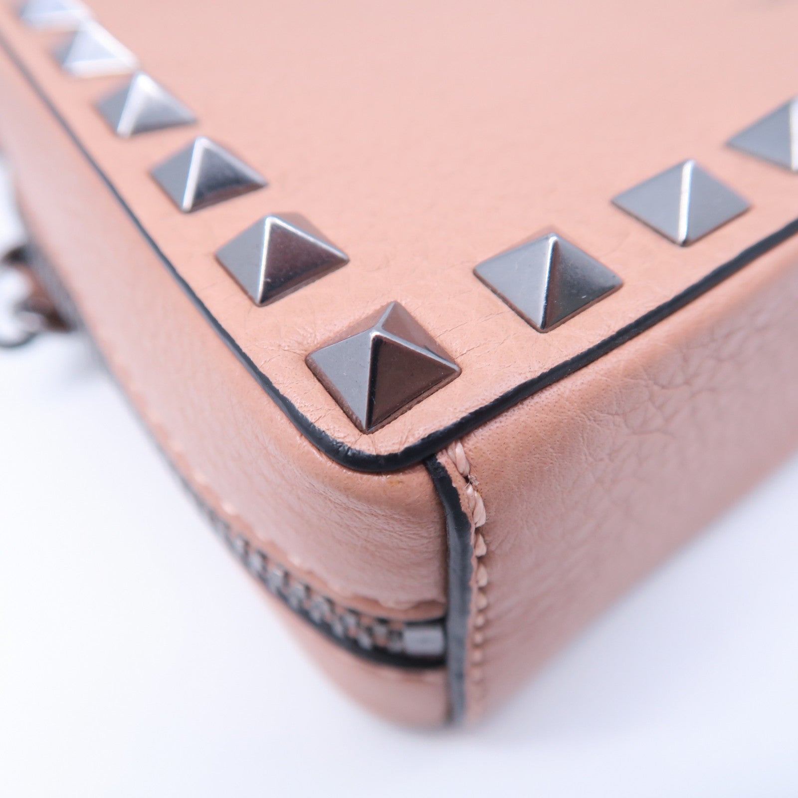 Valentino 牛皮皮革Shoulder Bag銀扣肩背袋粉紅色