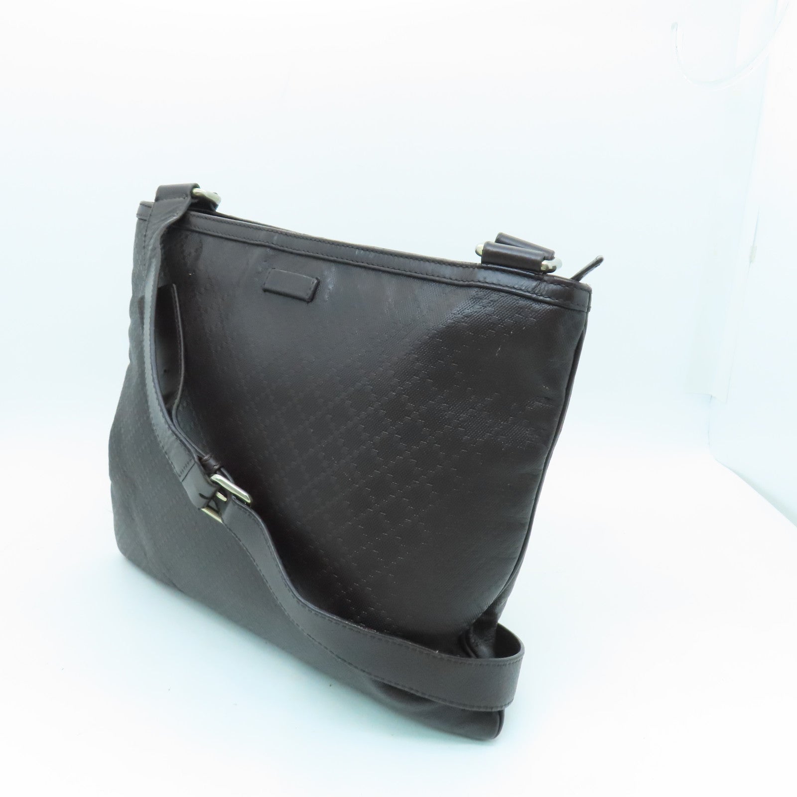 GUCCI 皮革Shoulder Bag銀扣肩背袋啡色