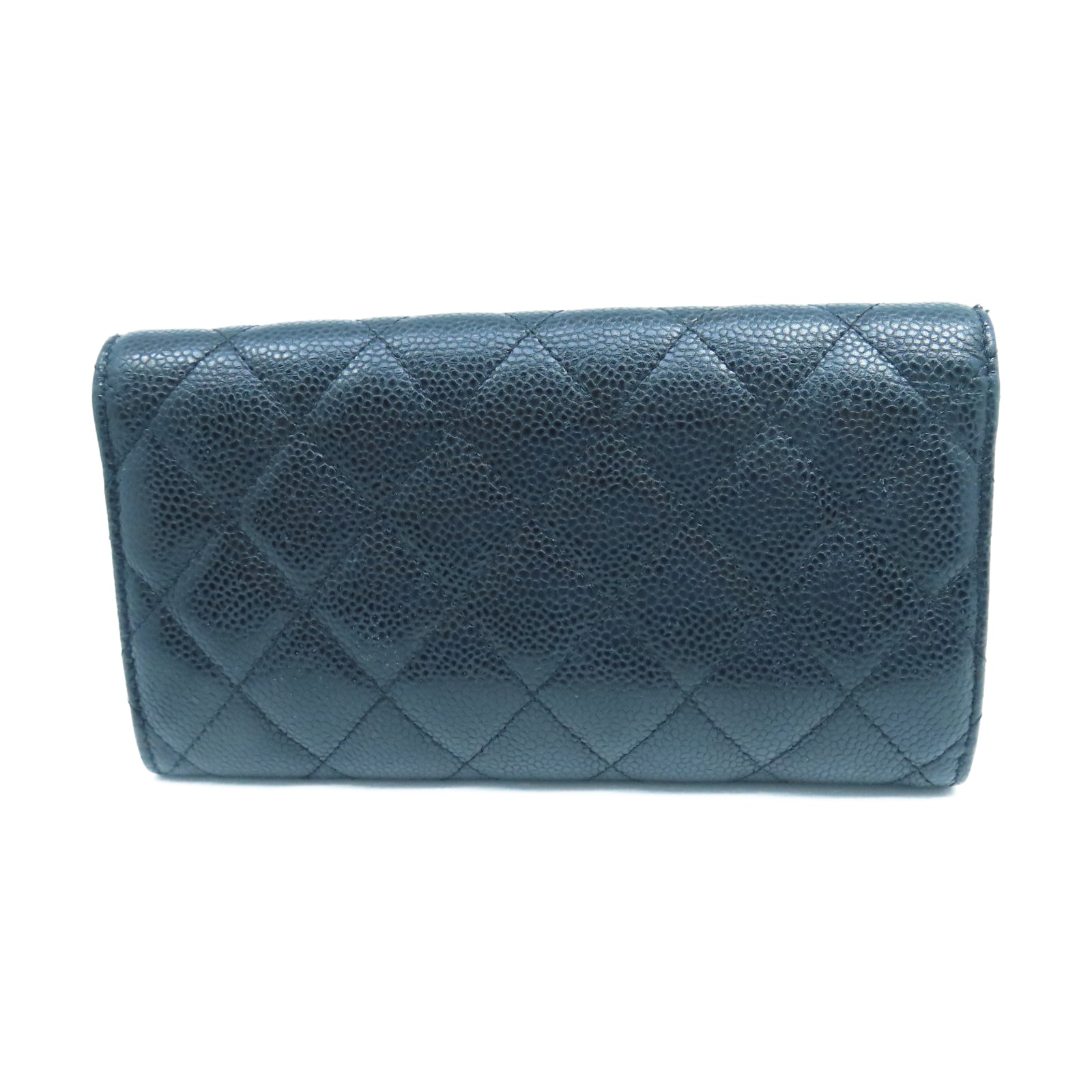 CHANEL 菱格Caviar皮革Wallet金扣長錢包黑色