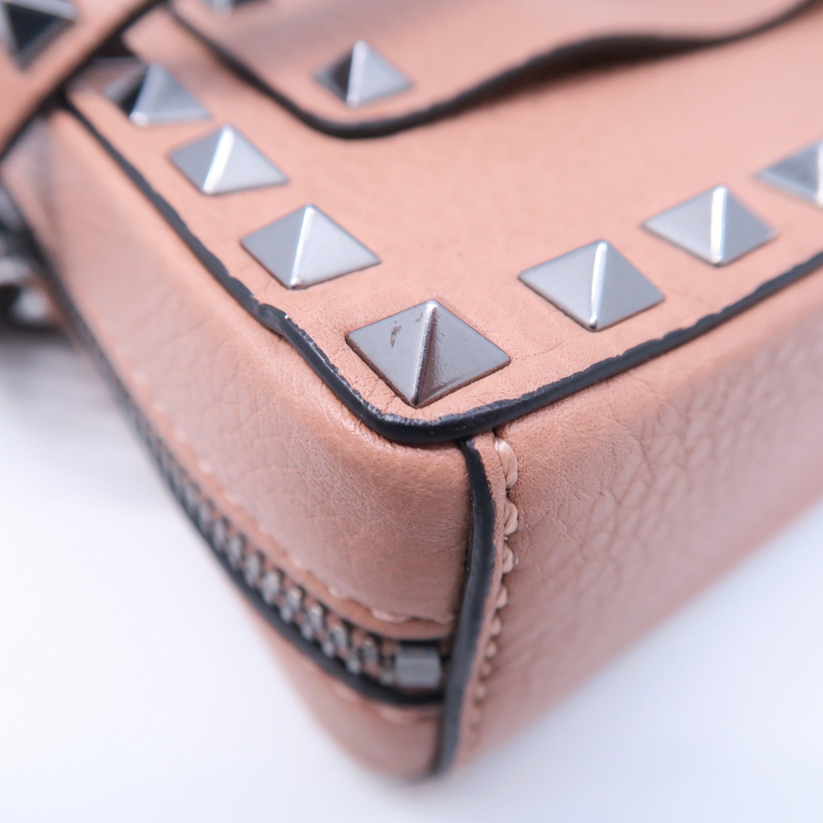 Valentino 牛皮皮革Shoulder Bag銀扣肩背袋粉紅色