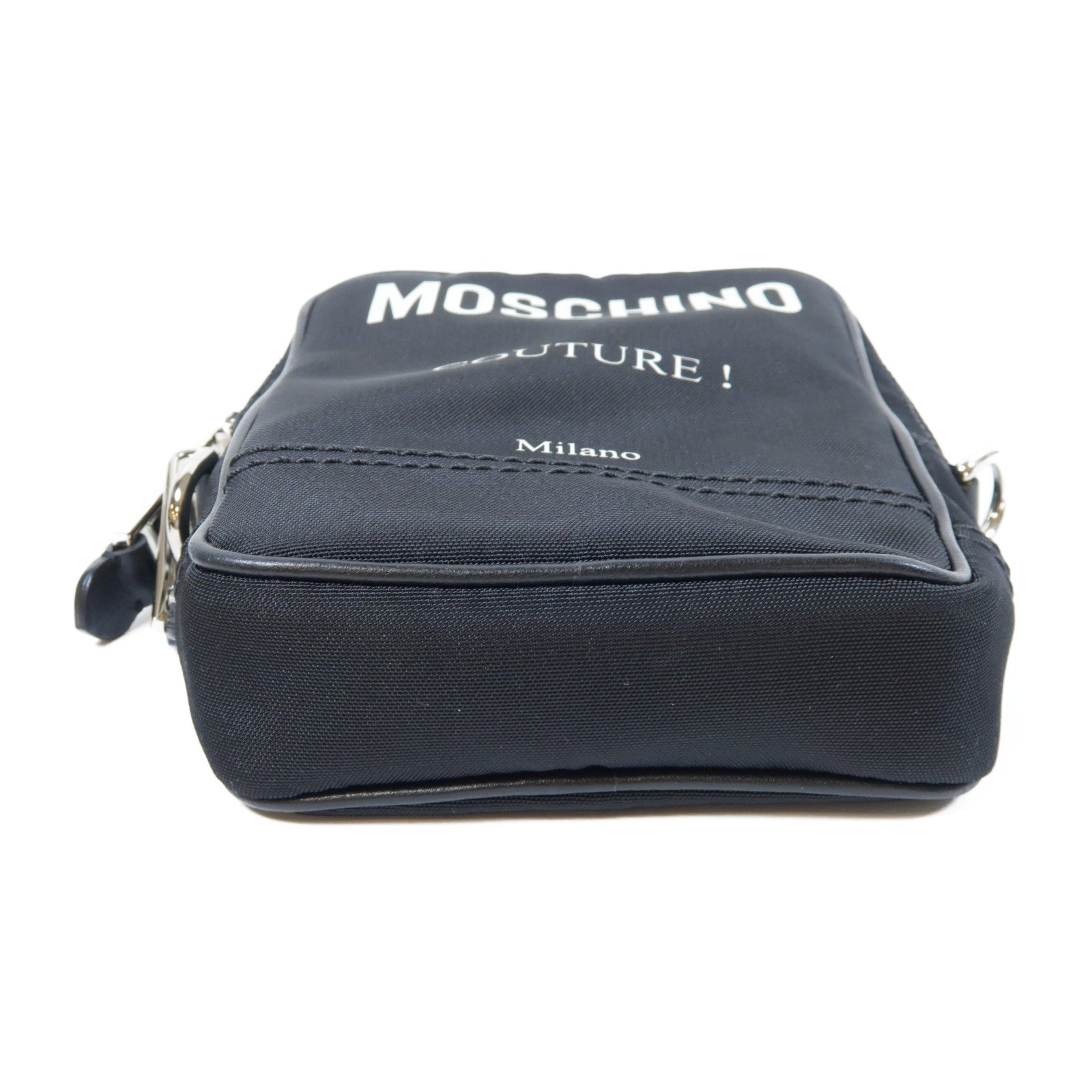 MOSCHINO 尼龍Shoulder Bag銀扣肩背袋黑色