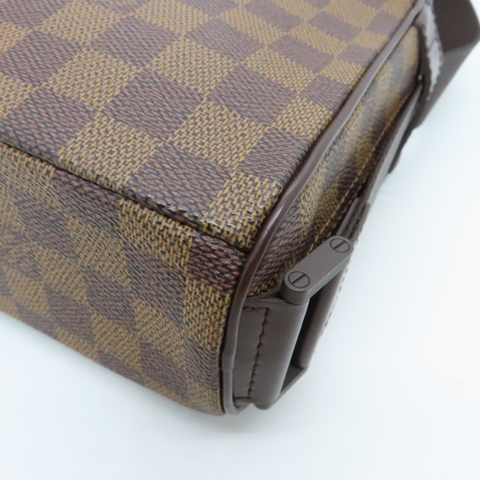 LOUIS VUITTON Damier Olav PM Gold Buckle Shoulder Bag Brown