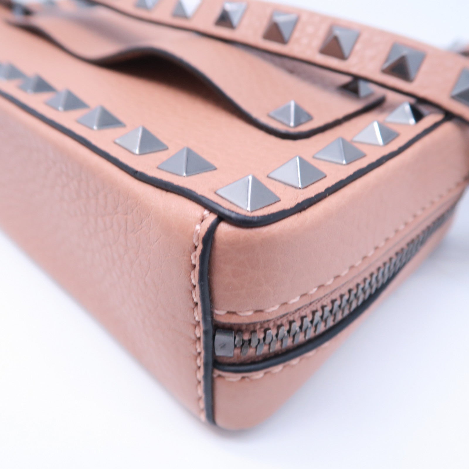 Valentino 牛皮皮革Shoulder Bag銀扣肩背袋粉紅色
