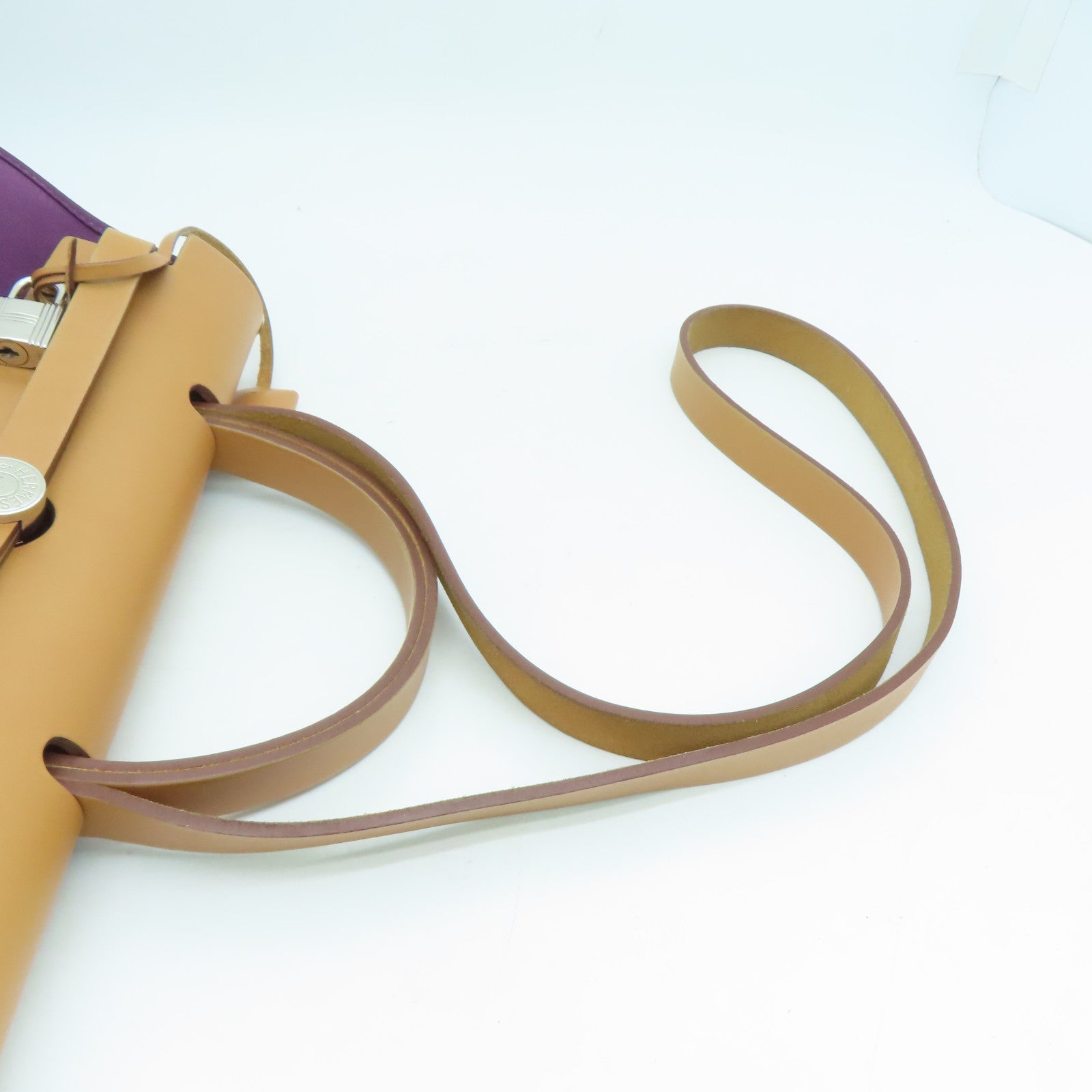 HERMES 帆布Herbag 31銀扣手挽肩背兩用袋紫色