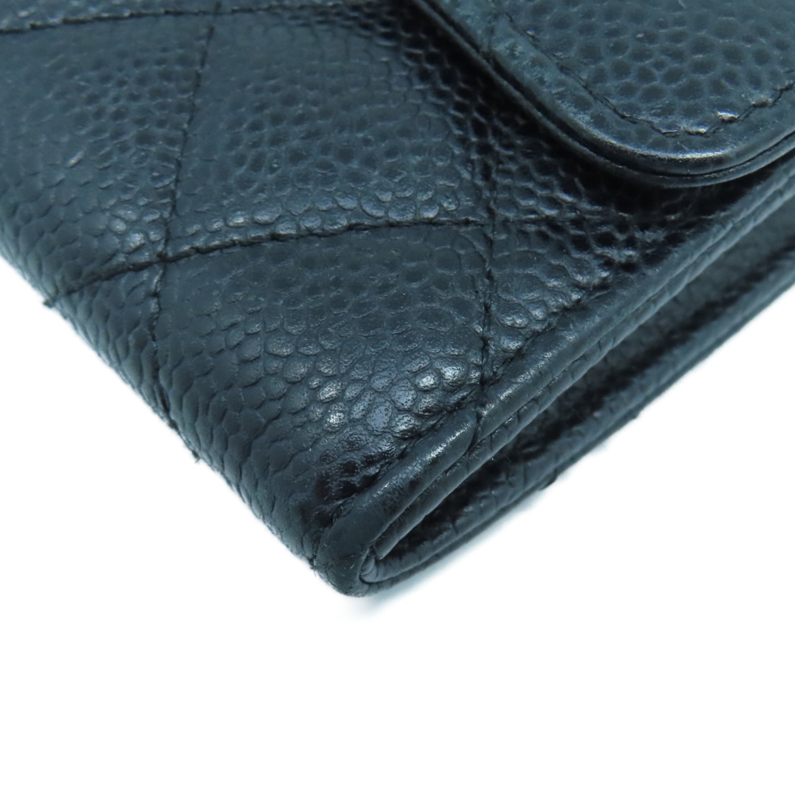 CHANEL 菱格Caviar皮革Wallet金扣長錢包黑色