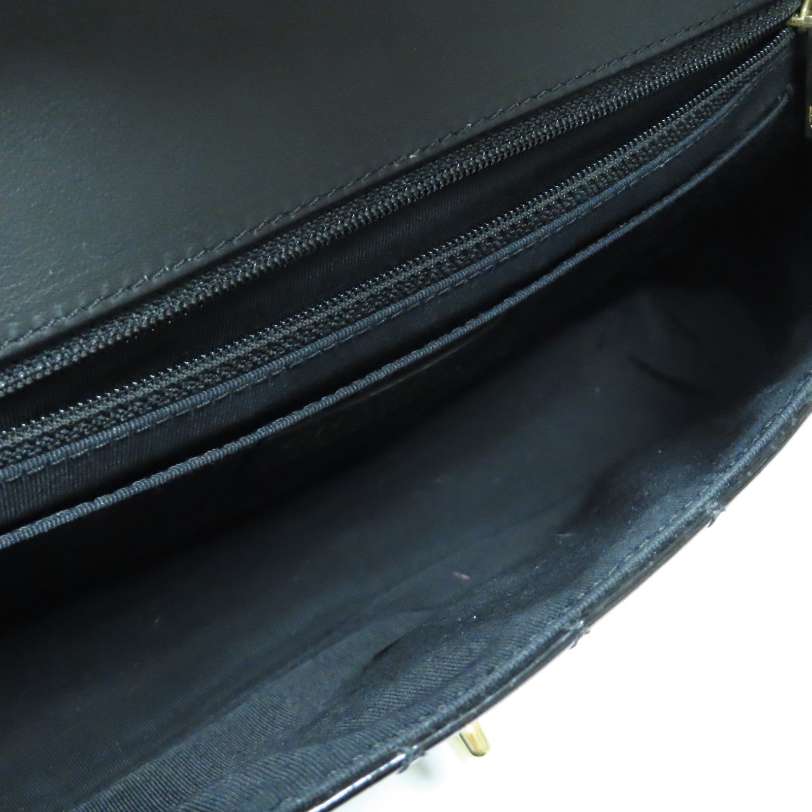 CHANEL 菱格漆皮皮革Valentine Chain Shoulder Bag金扣鏈帶肩背袋黑色