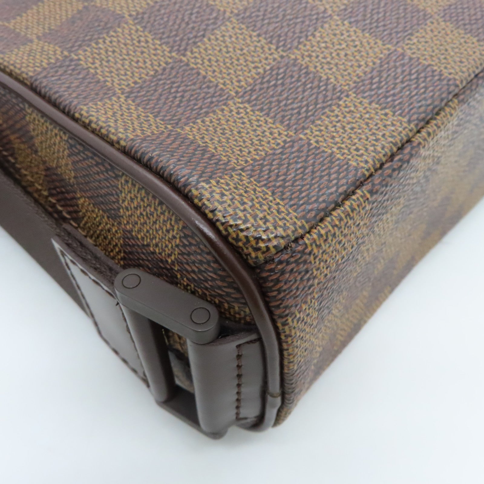 LOUIS VUITTON Damier Olav PM Gold Buckle Shoulder Bag Brown