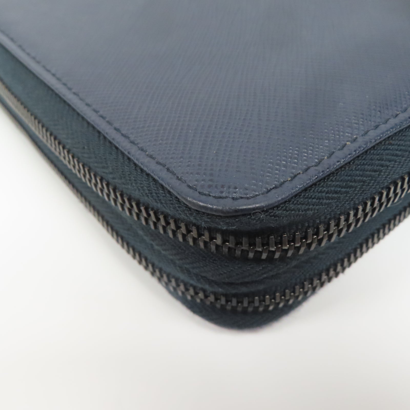 PRADA Saffiano皮革Zipper Long Wallet銀扣錢包藍色