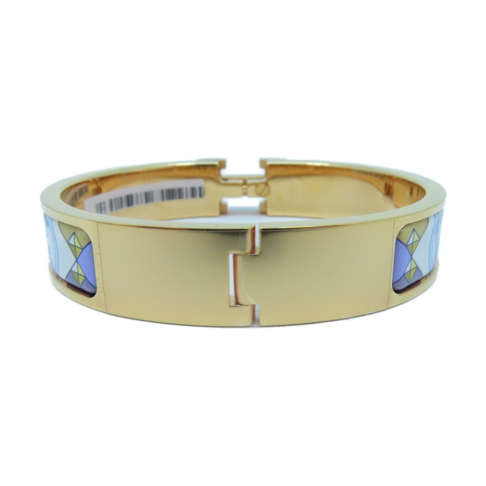 HERMES 金屬Le Plaque or Rose Bangle手鐲紫色/白色