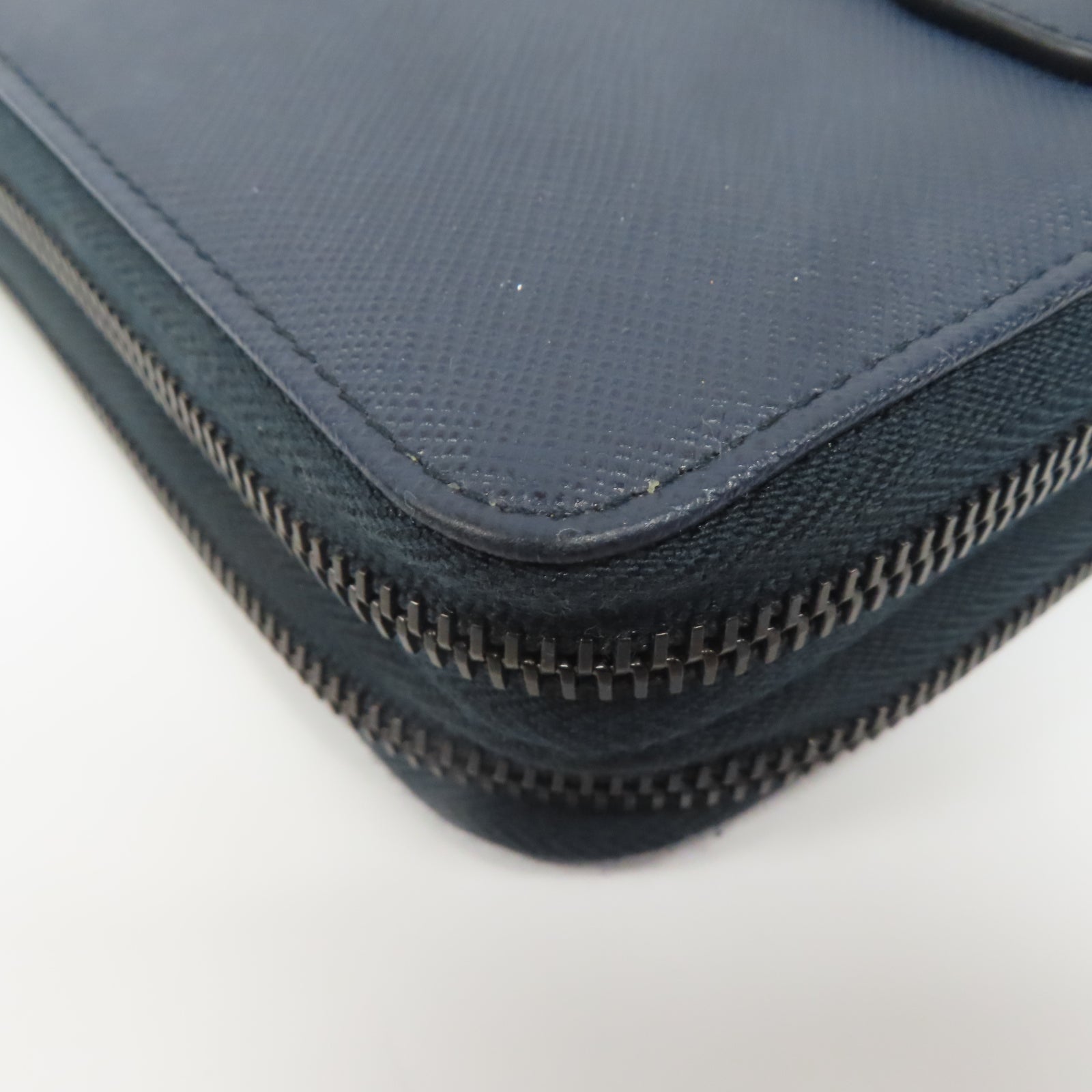 PRADA Saffiano皮革Zipper Long Wallet銀扣錢包藍色