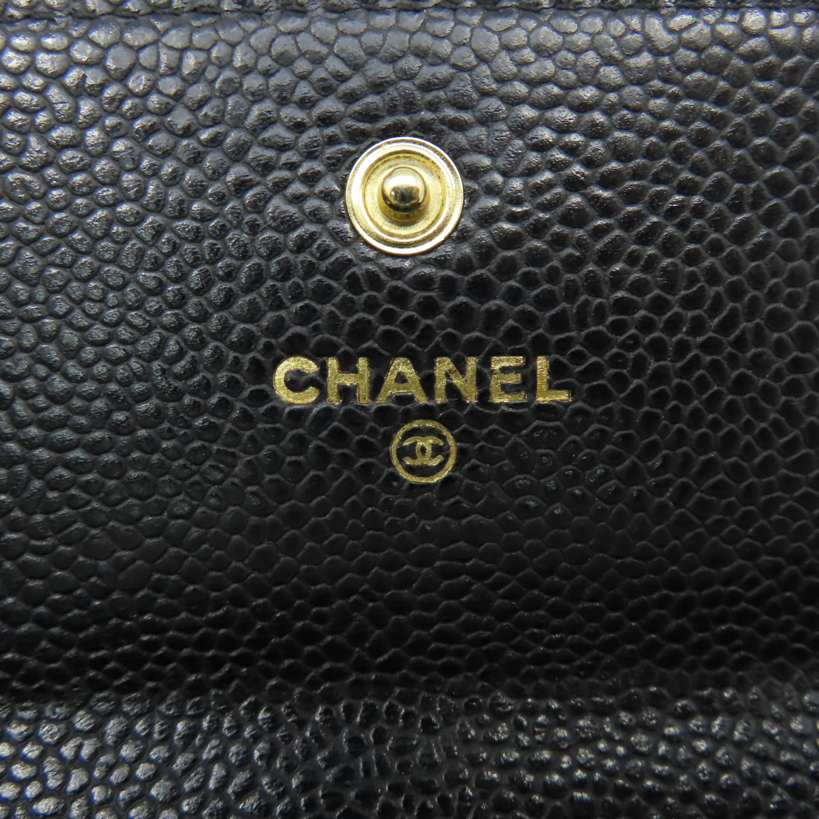 CHANEL 菱格Caviar皮革Long Wallet金扣長錢包黑色