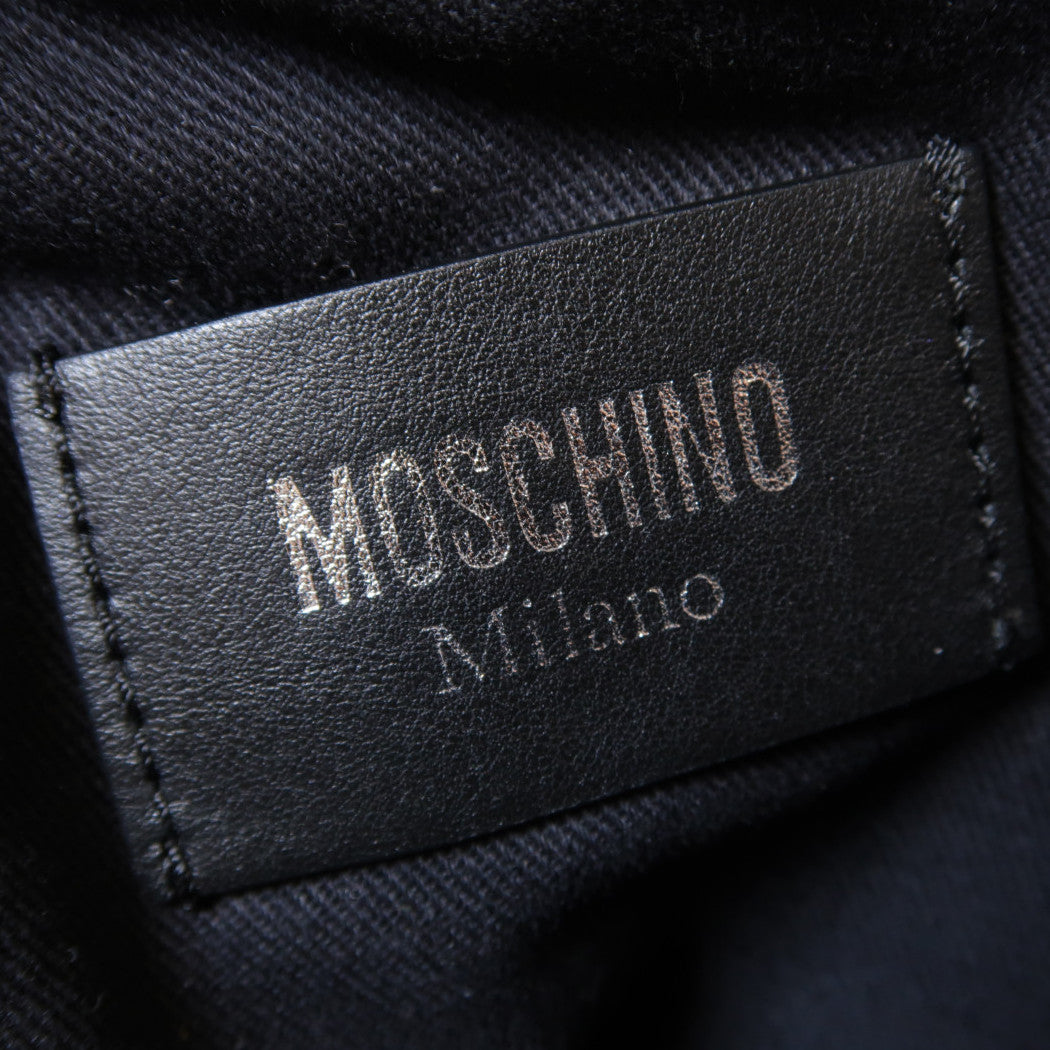 MOSCHINO 尼龍Shoulder Bag銀扣肩背袋黑色