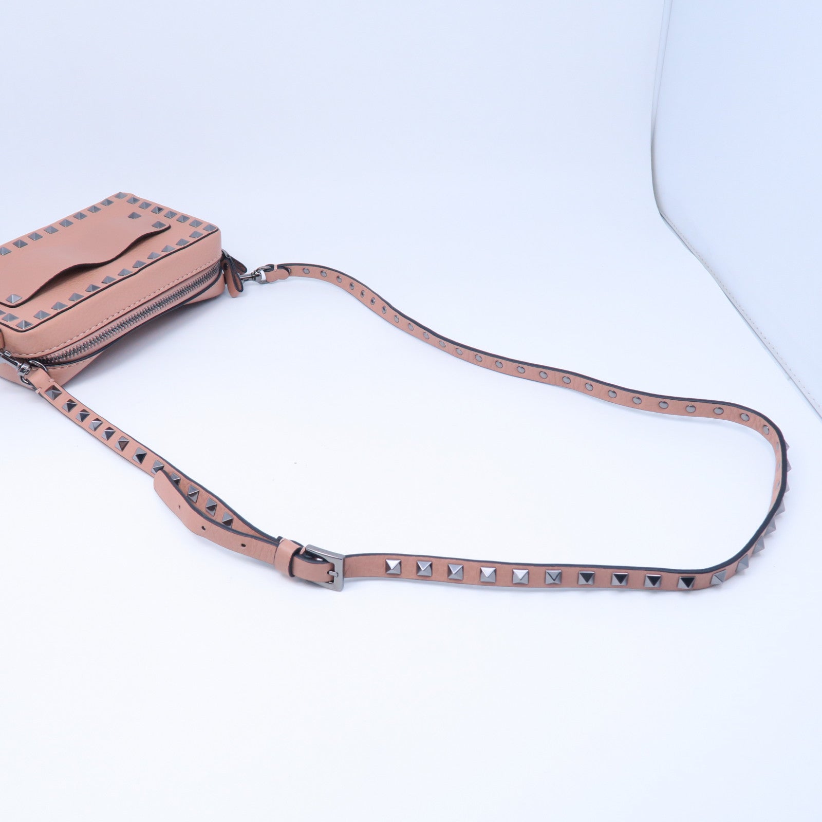 Valentino 牛皮皮革Shoulder Bag銀扣肩背袋粉紅色
