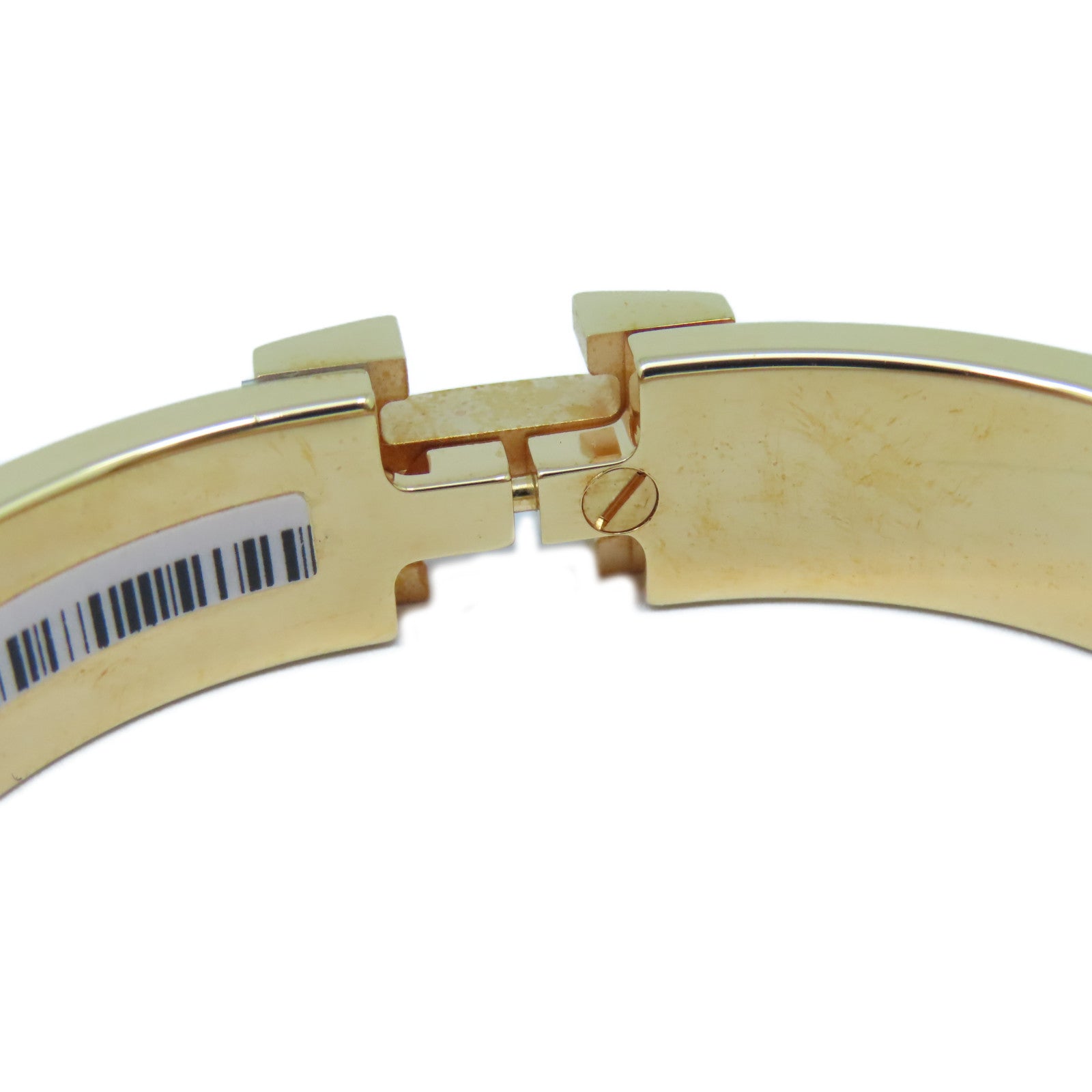 HERMES 金屬Le Plaque or Rose Bangle手鐲紫色/白色